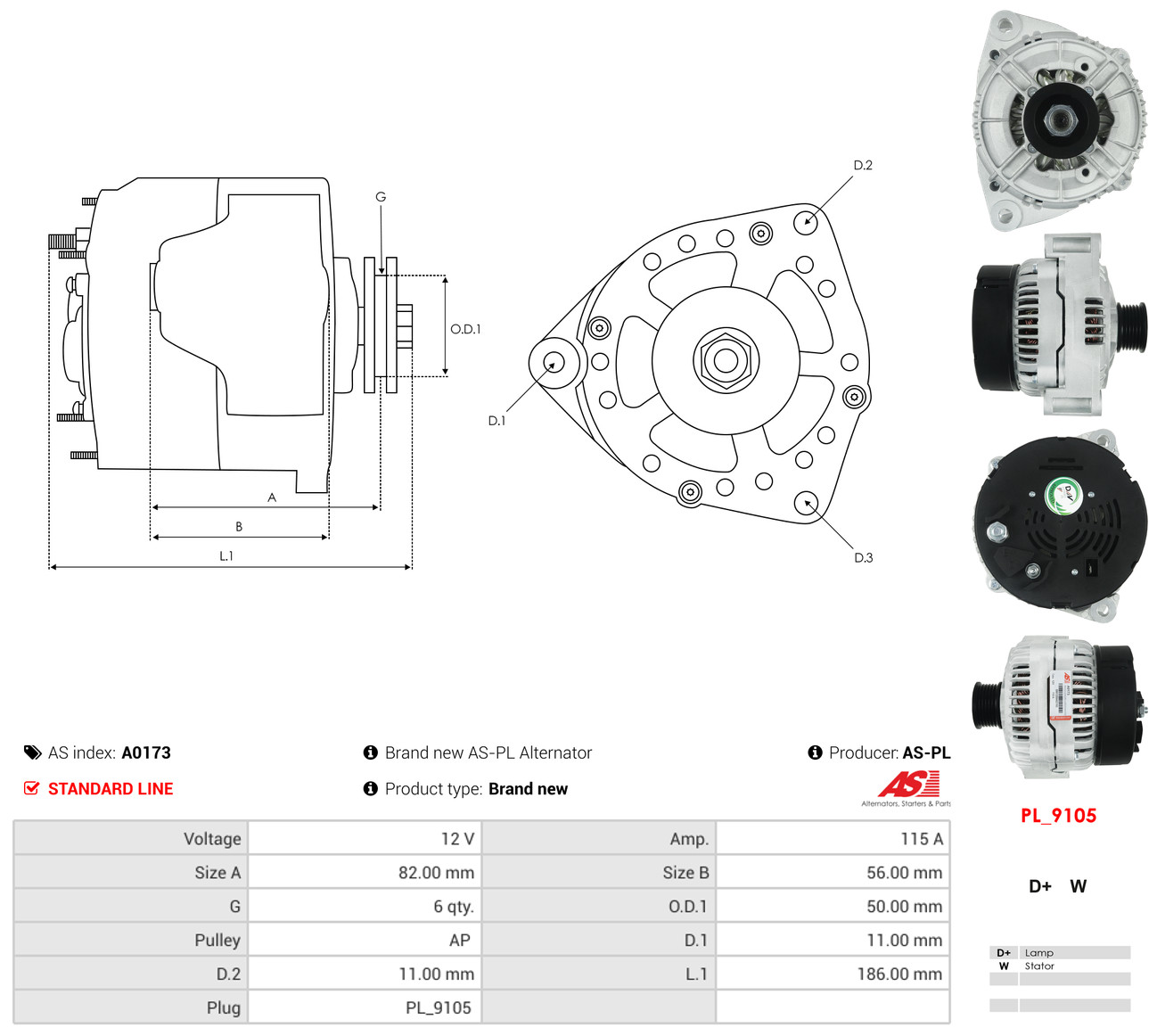 AS-PL Generator a0173 for DAF VW MERCEDES-BENZ