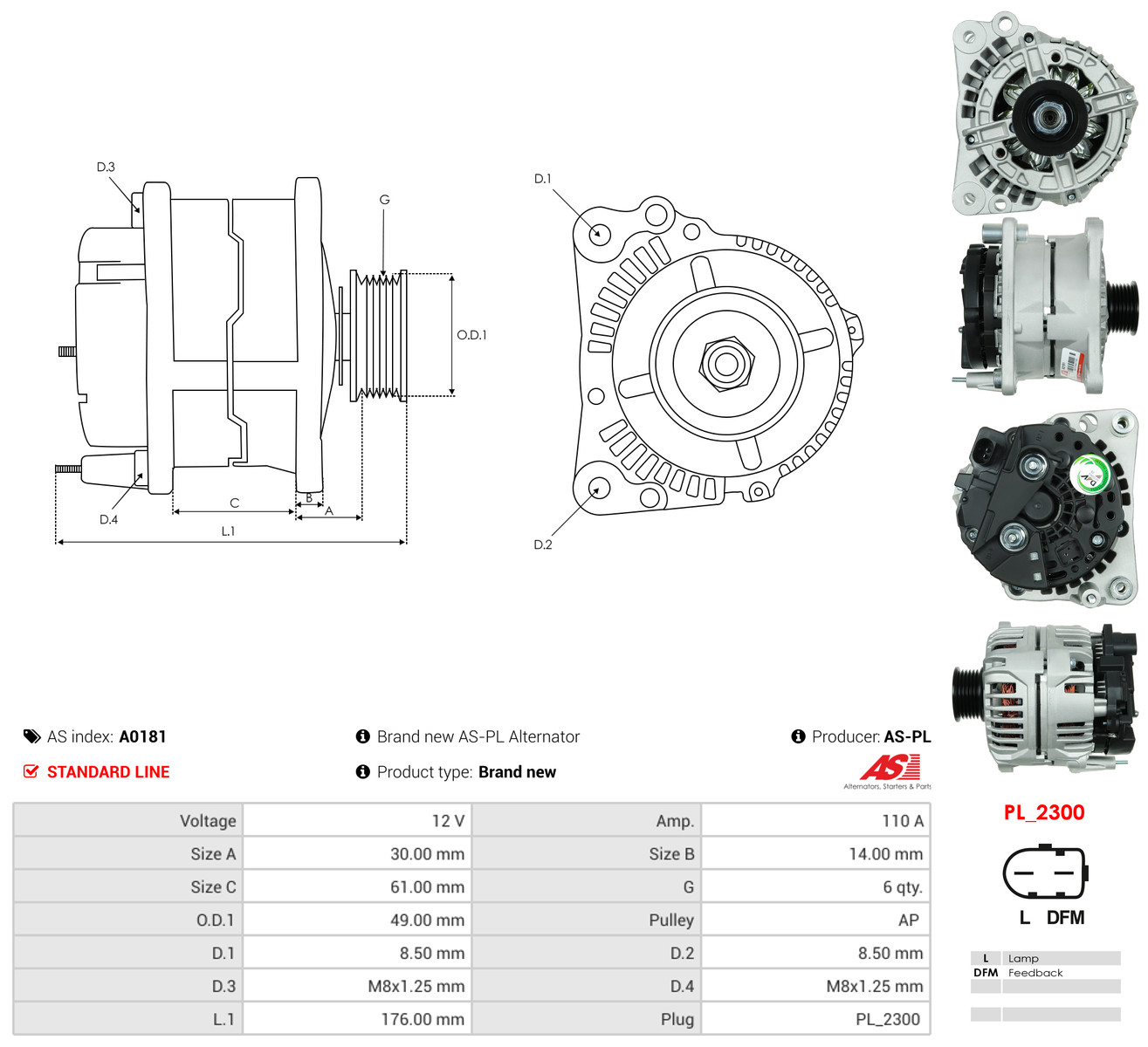 AS-PL Generator a0181 for VW