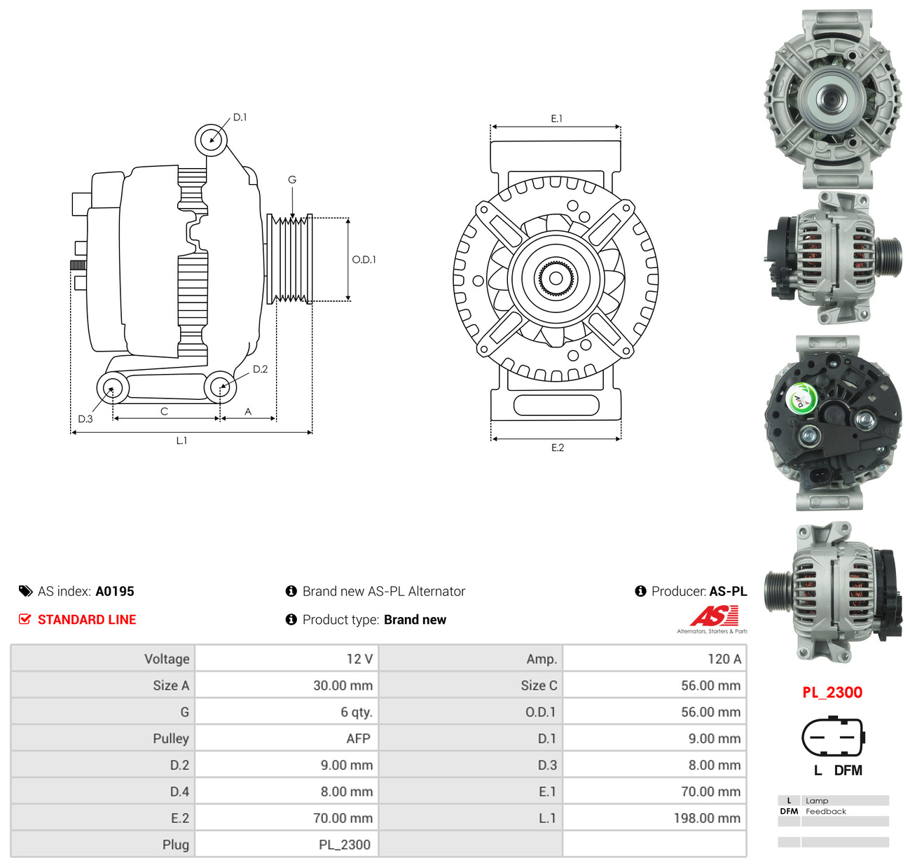 AS-PL Generator a0195 for VW