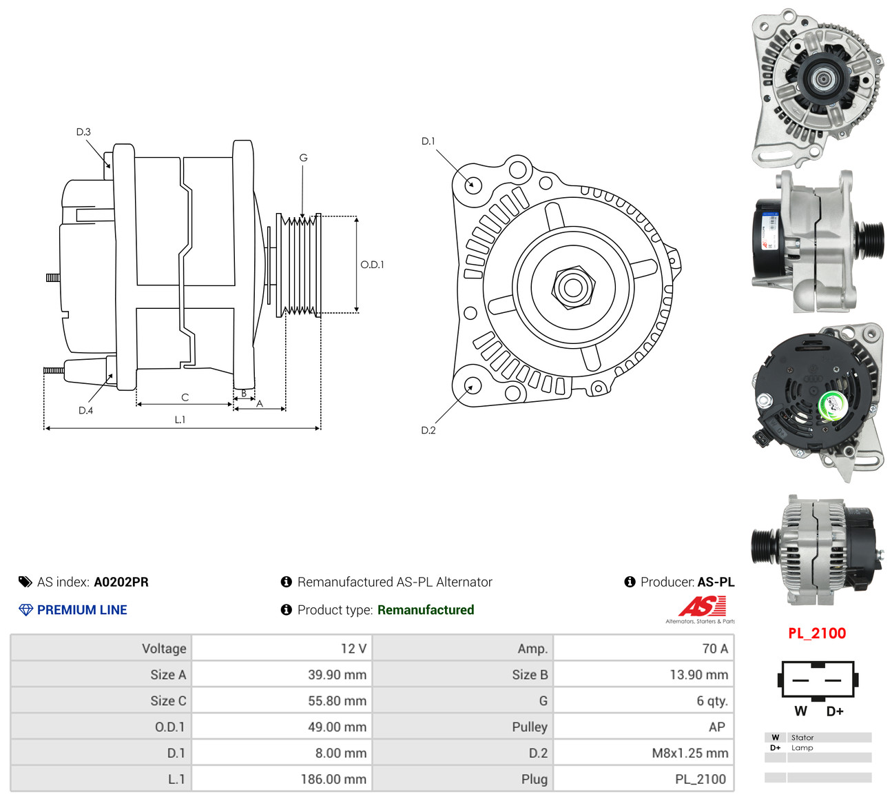AS-PL Generator a0202pr for VW DAF