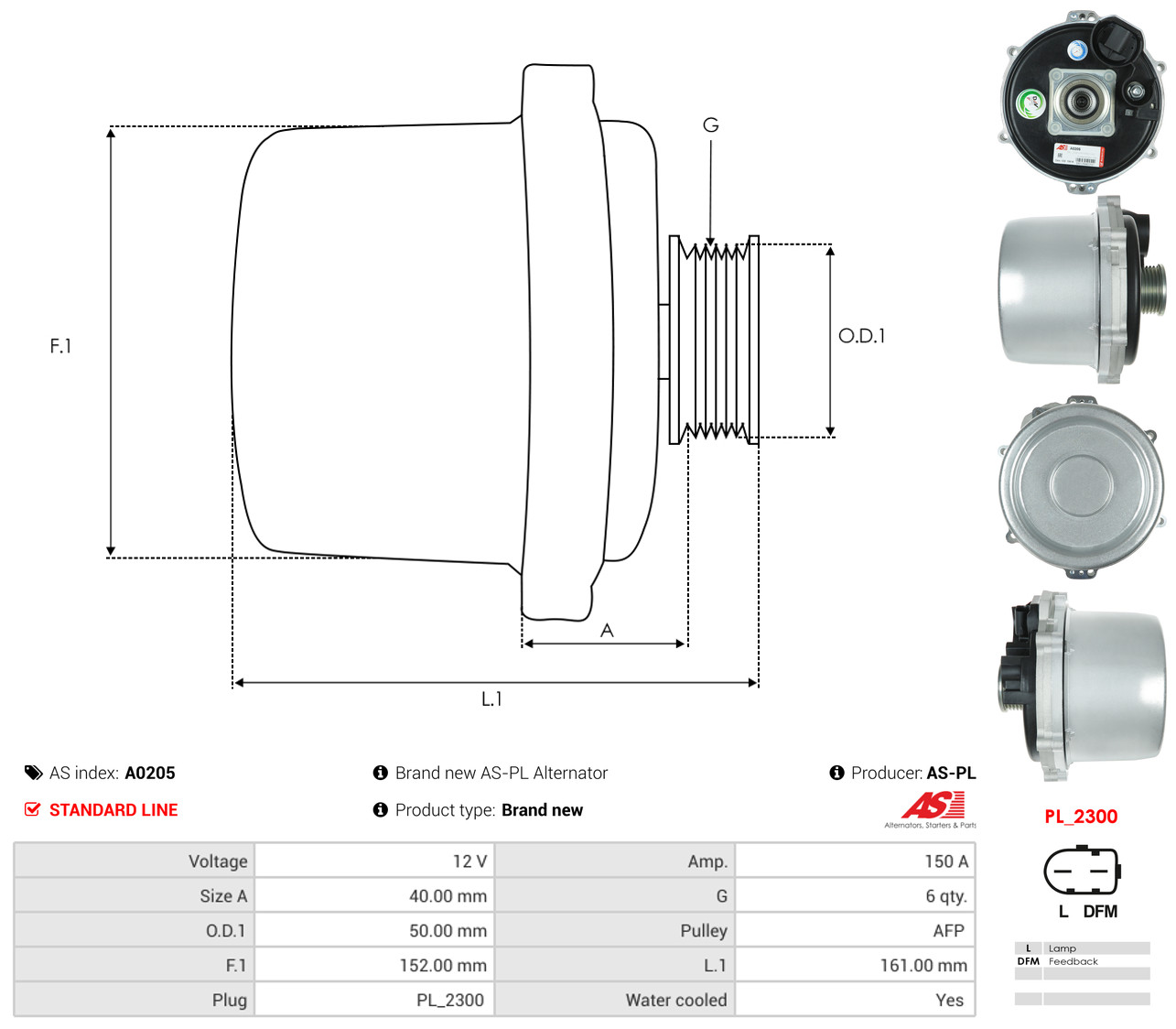 AS-PL Generator a0205 for MERCEDES-BENZ
