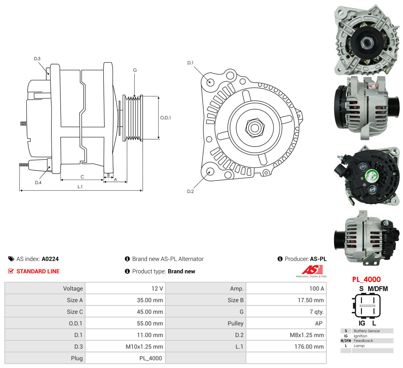 AS-PL Generator a0224 for TOYOTA