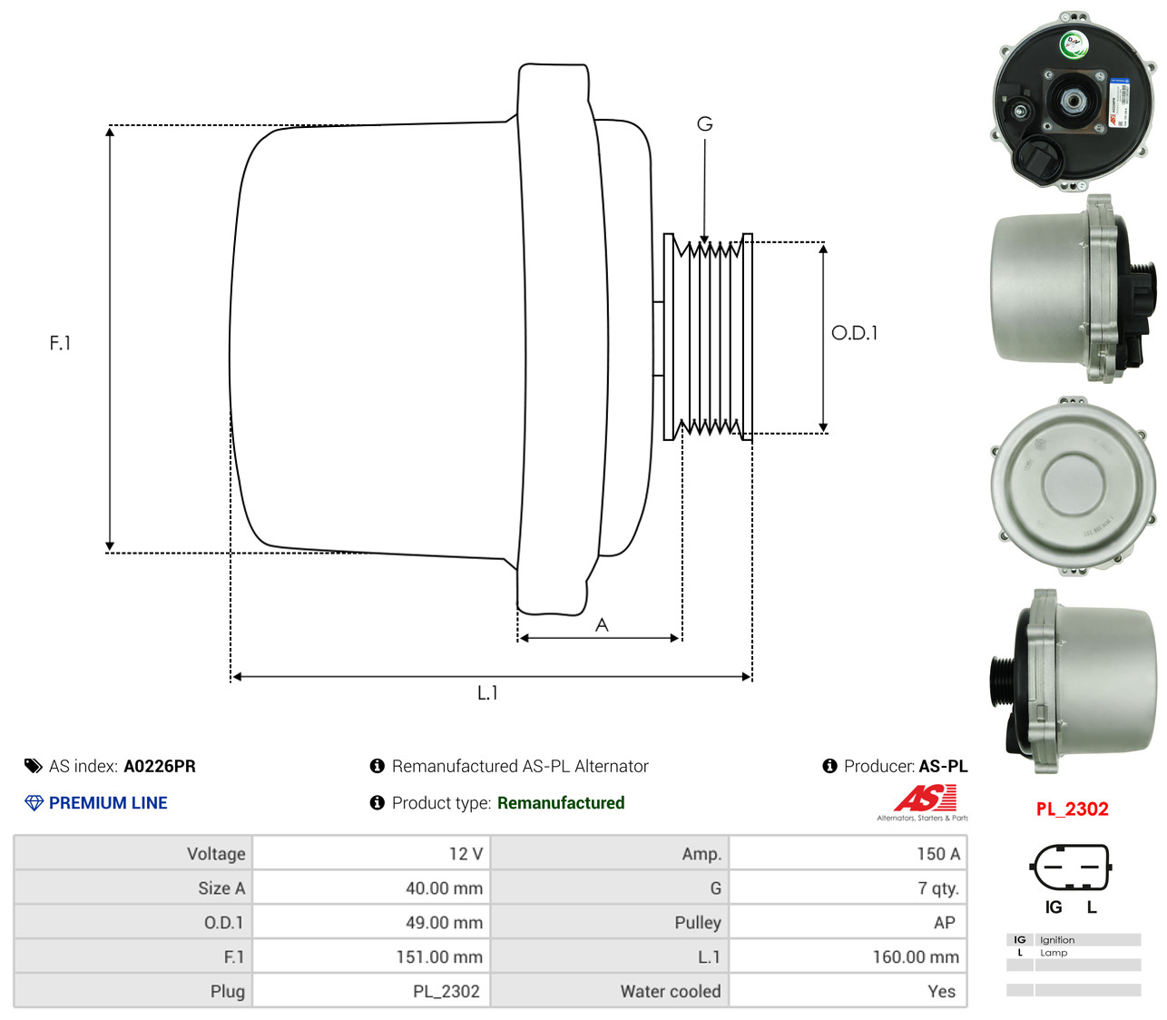 AS-PL Generator a0226pr for BMW LAND ROVER ROVER