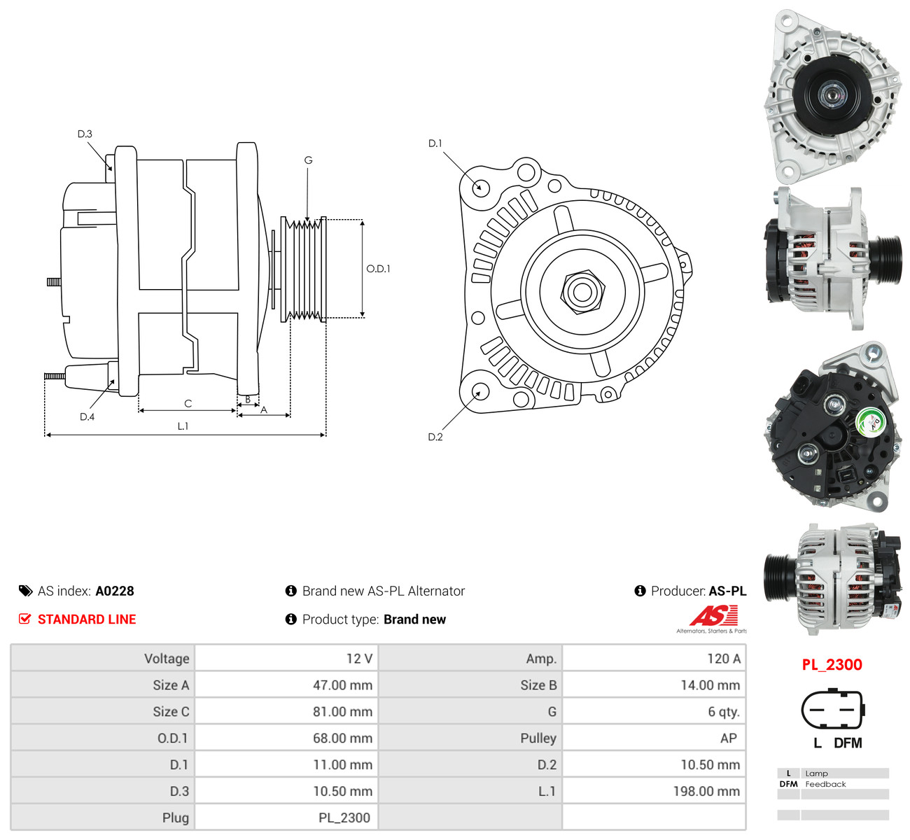 AS-PL Generator a0228 for DAF RENAULT