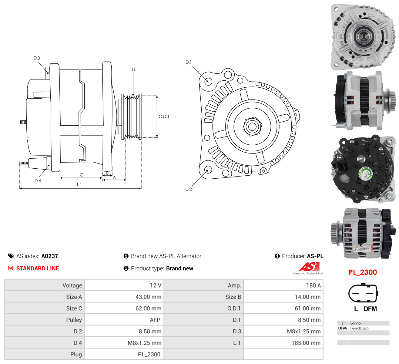 AS-PL Generator a0237 for VW