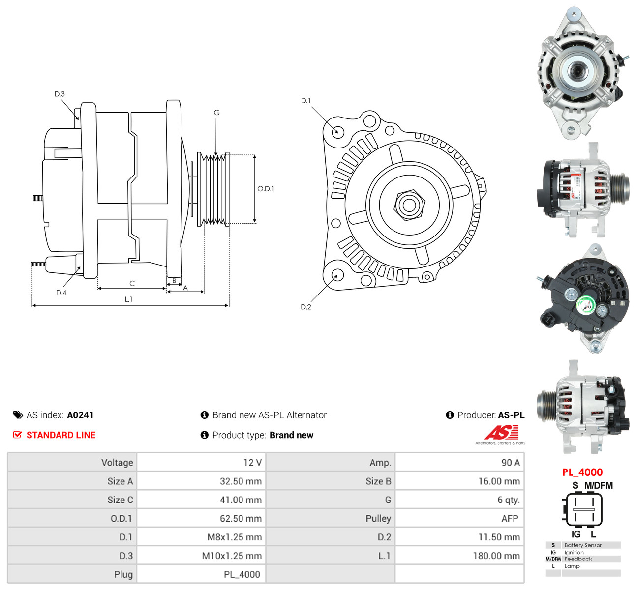 AS-PL Generator a0241 for TOYOTA