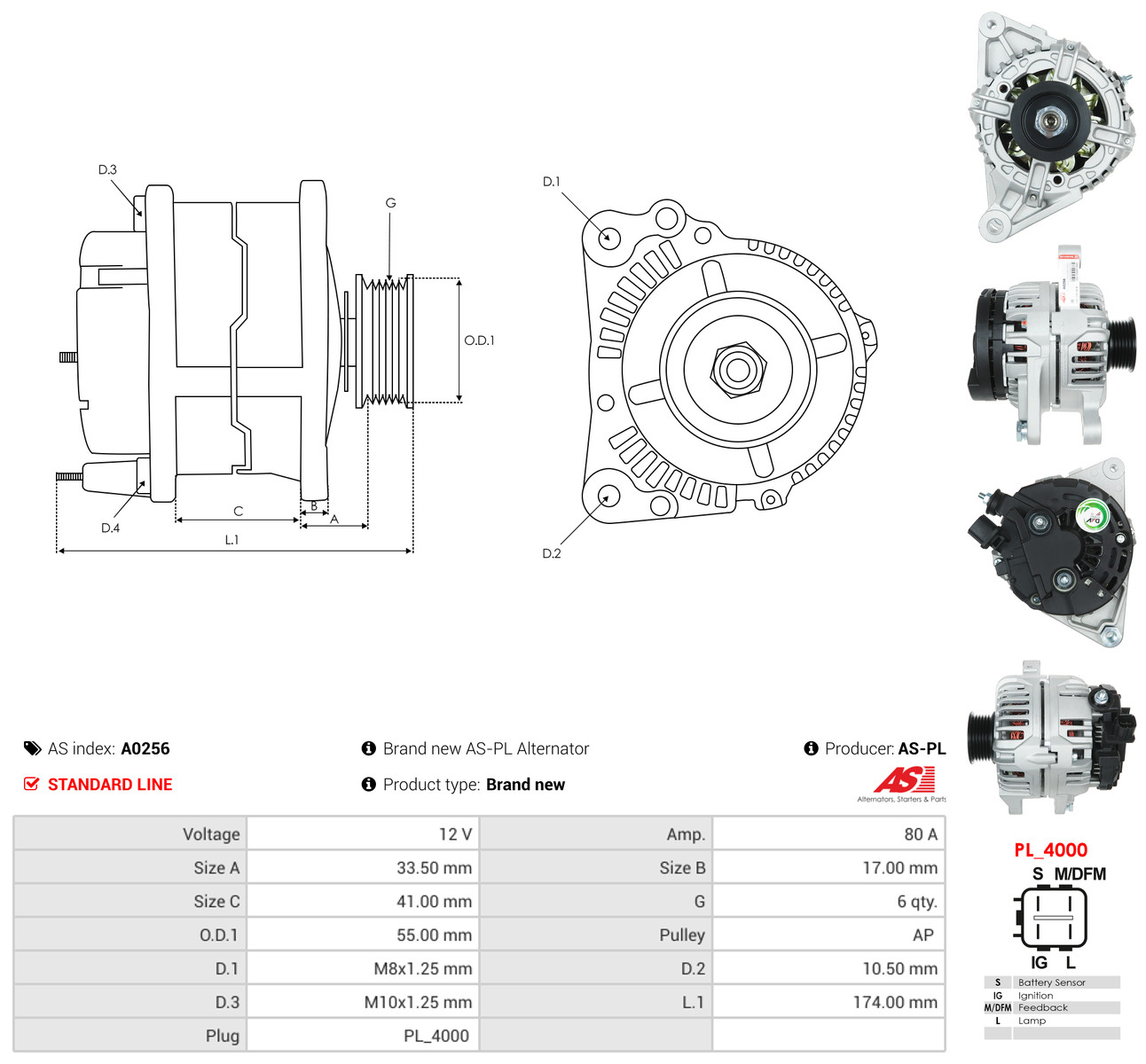 AS-PL Generator a0256 for TOYOTA