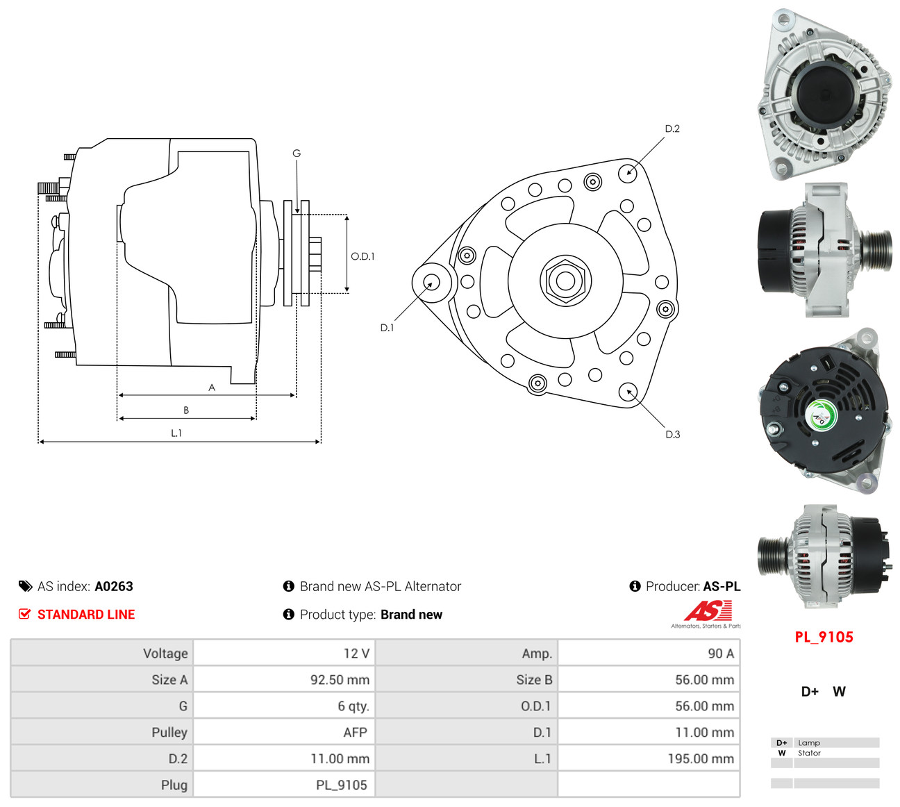AS-PL Generator a0263 for DAF MERCEDES-BENZ