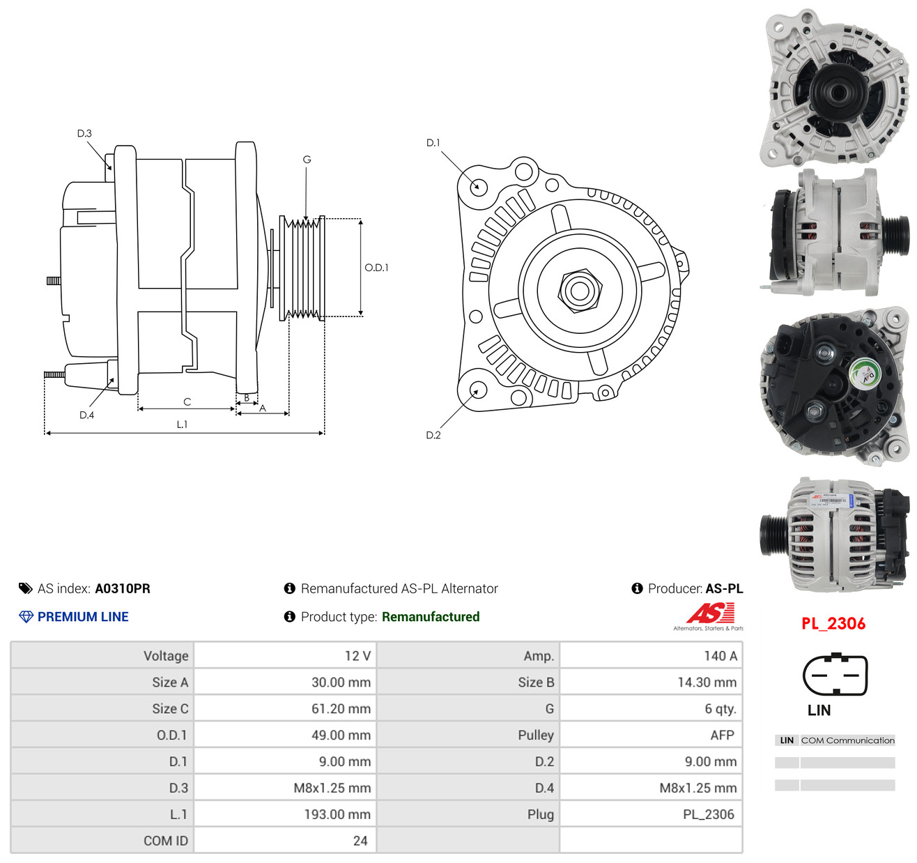 AS-PL Generator a0310pr for VW