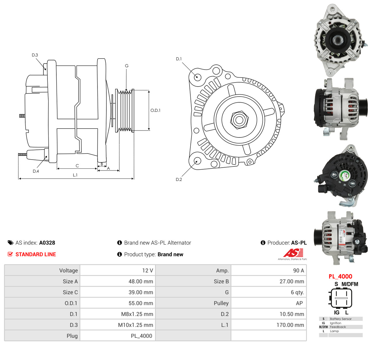 AS-PL Generator a0328 for TOYOTA
