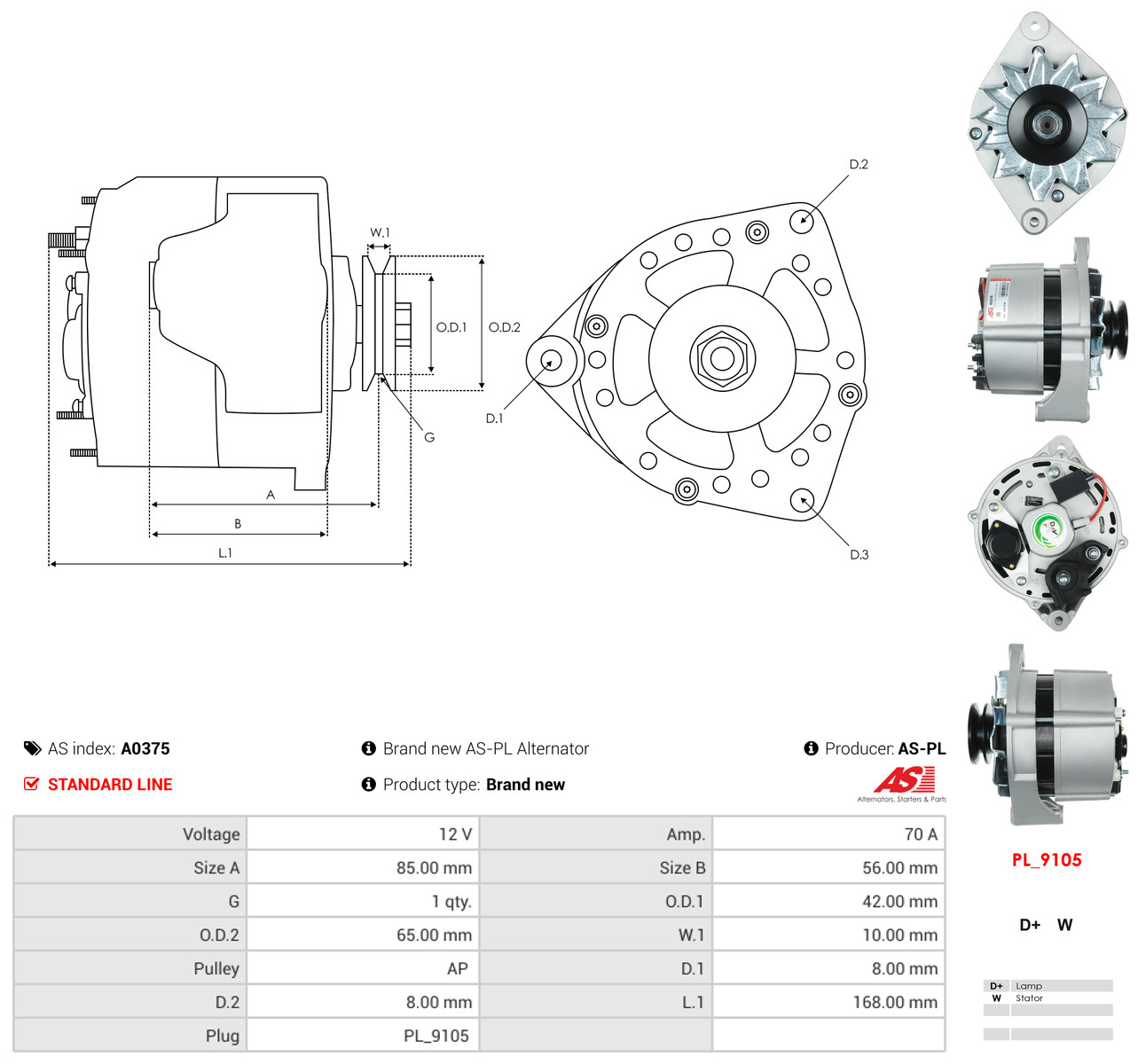 AS-PL Generator a0375 for OPEL GENERAL MOTORS
