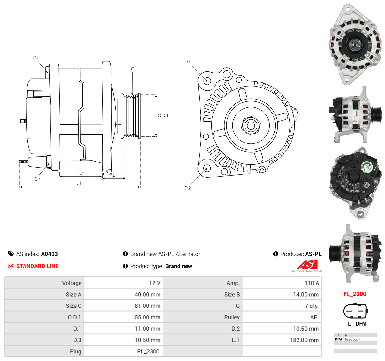 AS-PL Generator a0403 for FIAT