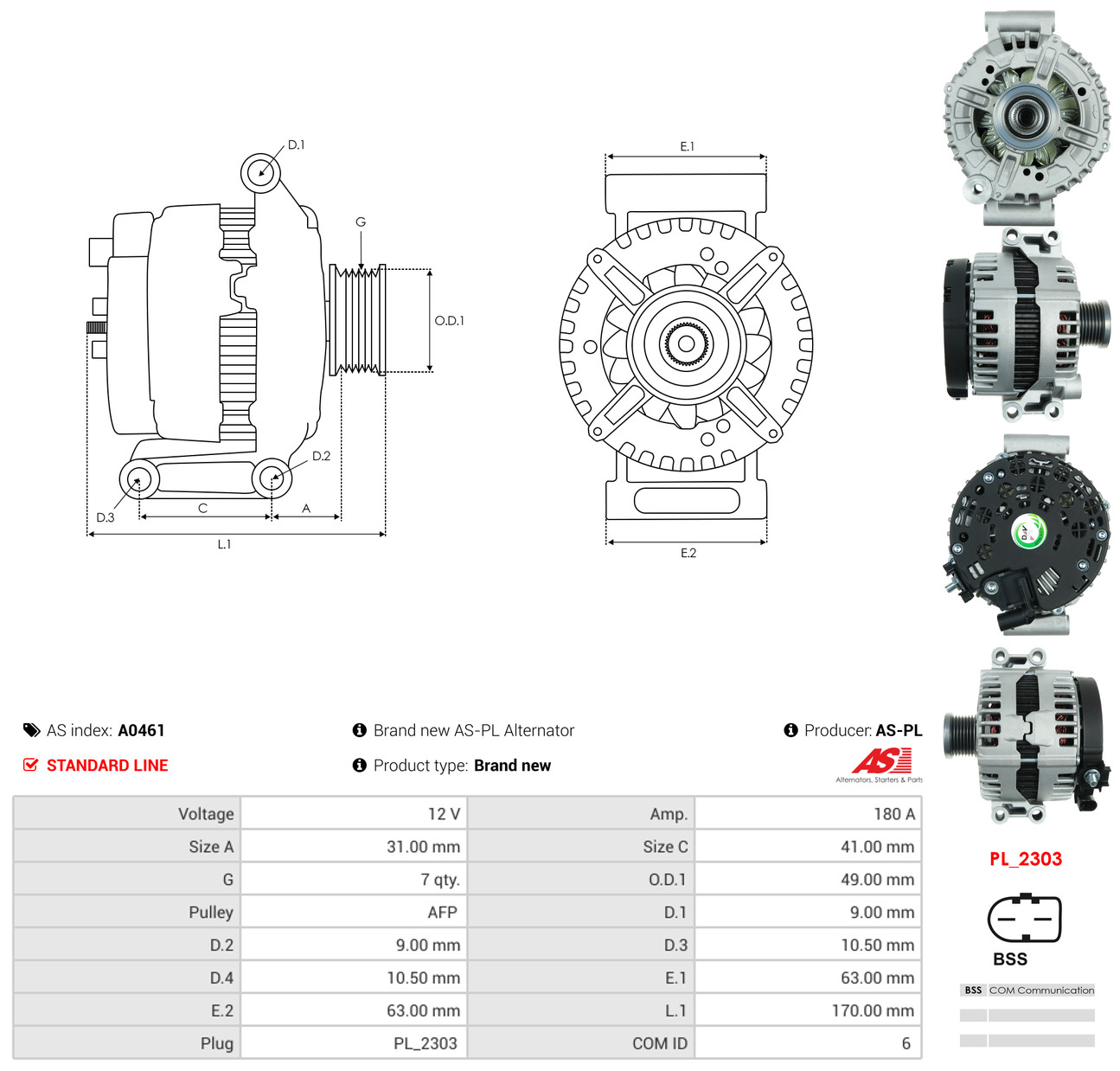 AS-PL Generator a0461 for BMW