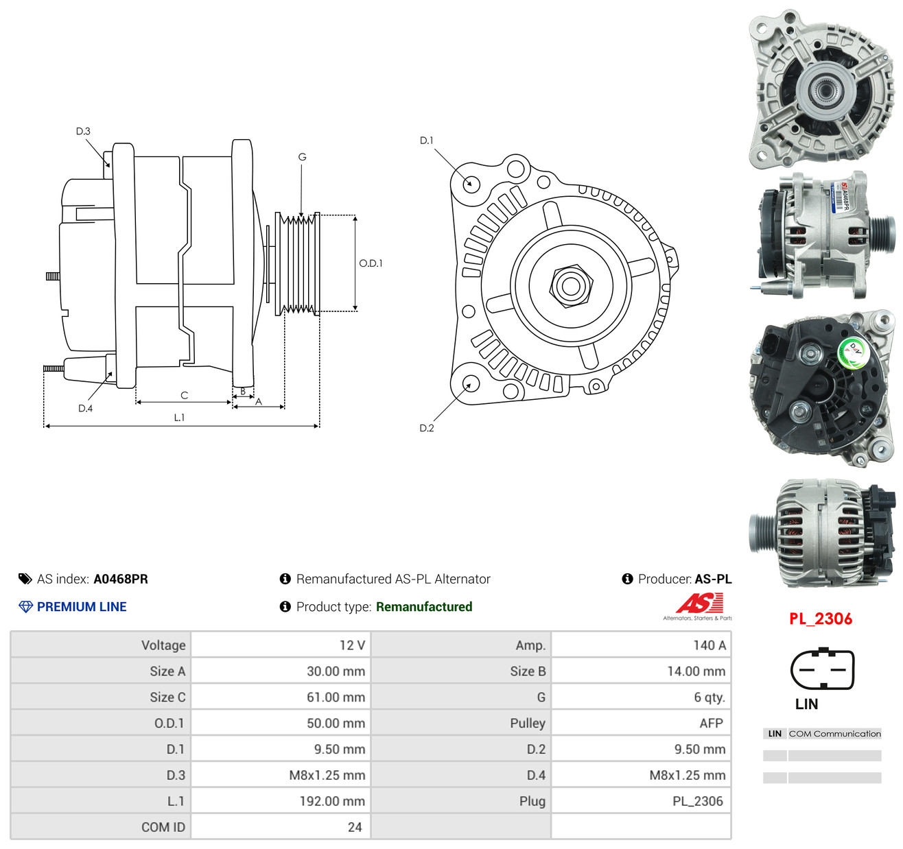 AS-PL Generator a0468pr for VW