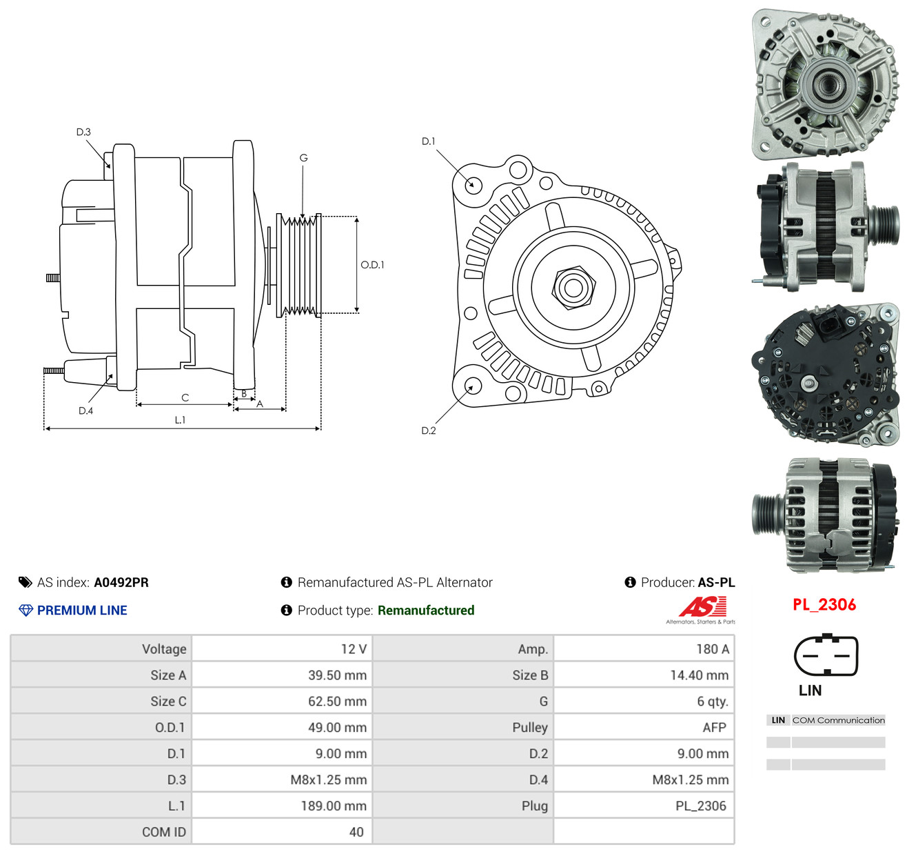 AS-PL Generator a0492pr for VW