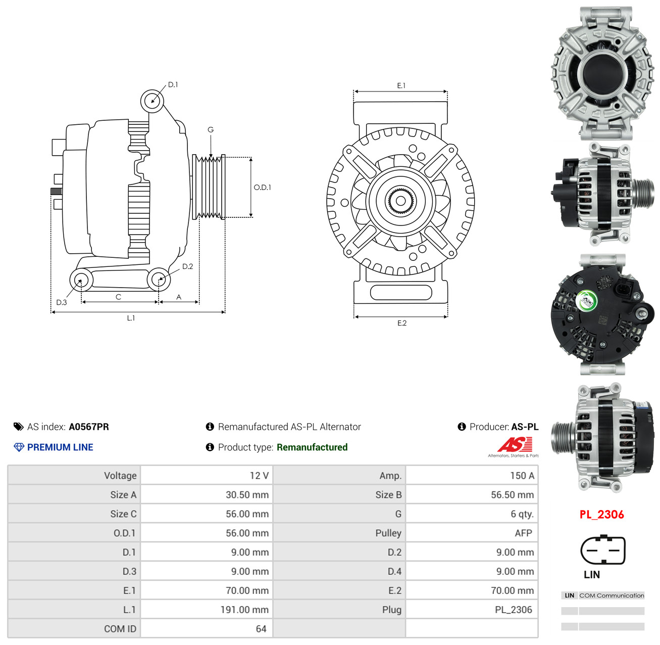 AS-PL Generator a0567pr for VW