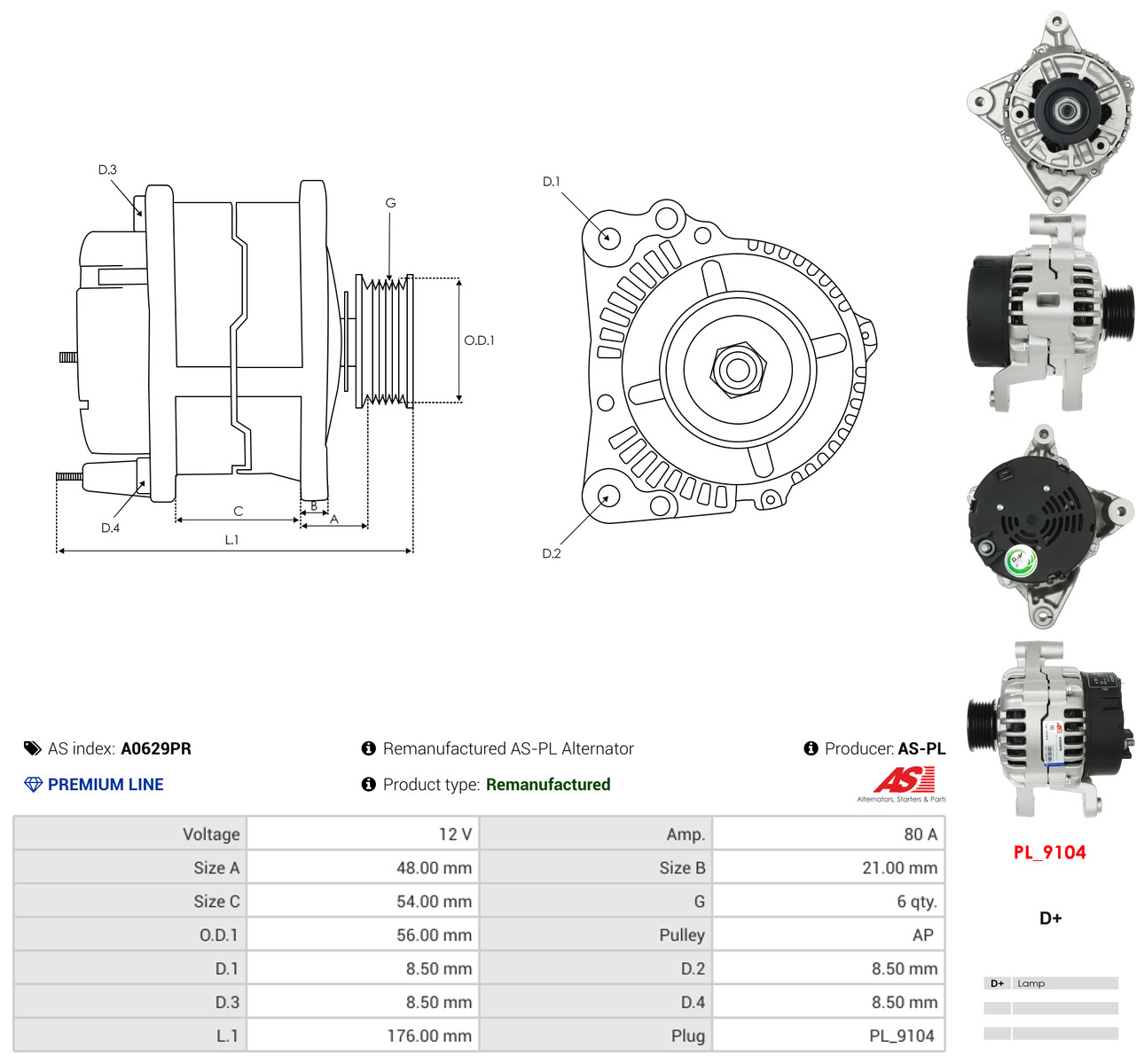 AS-PL Generator a0629pr for VOLVO