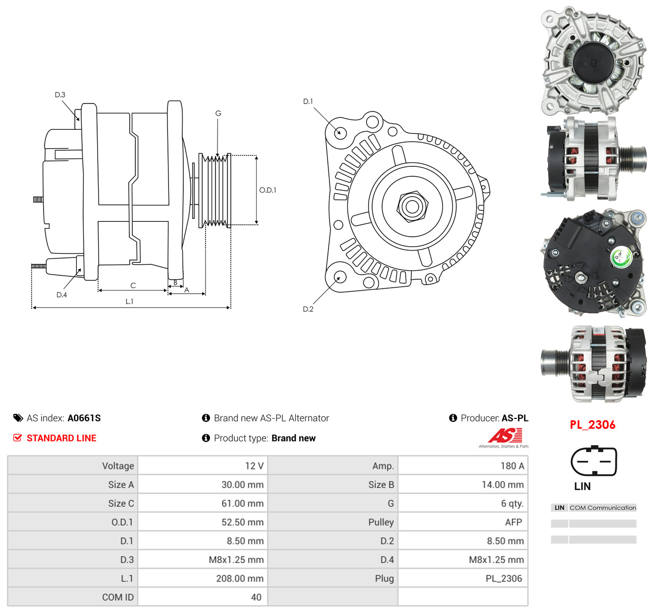 AS-PL Generator a0661s for VW