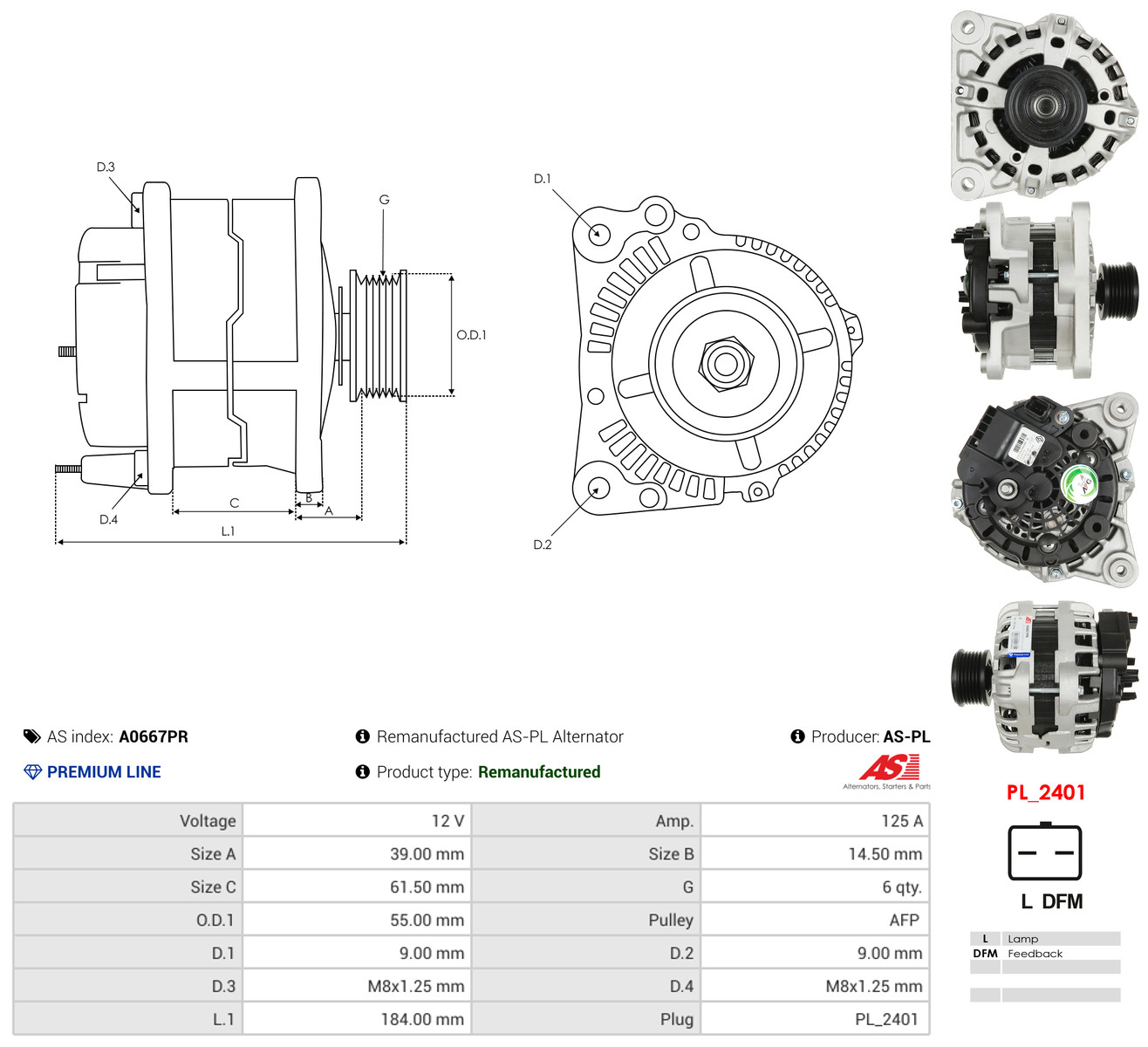 AS-PL Generator a0667pr for NISSAN RENAULT