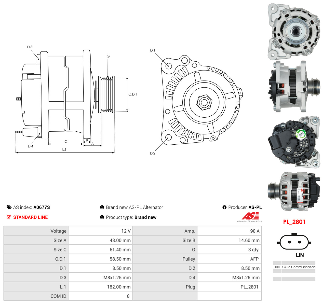 AS-PL Generator a0677s for NISSAN RENAULT