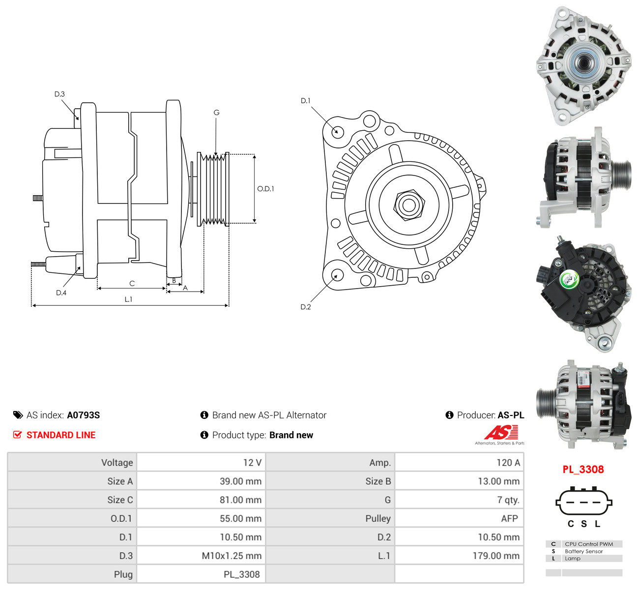 AS-PL Generator a0793s for NISSAN