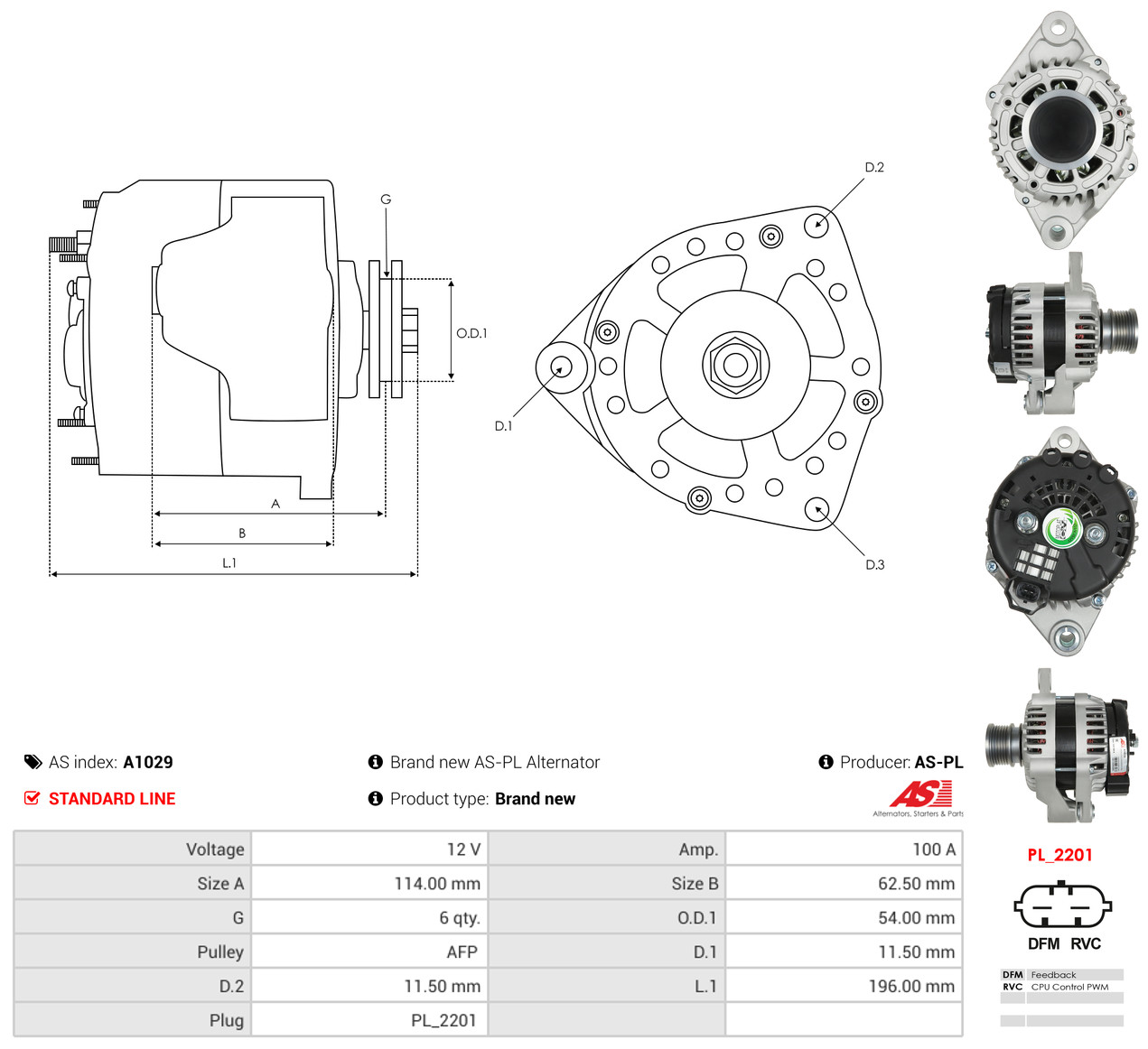 AS-PL Generator a1029 for OPEL