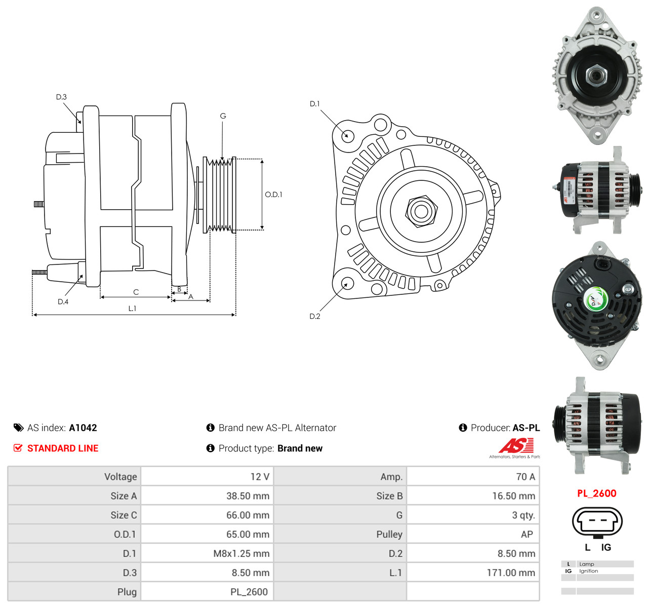 AS-PL Generator a1042 for CHEVROLET