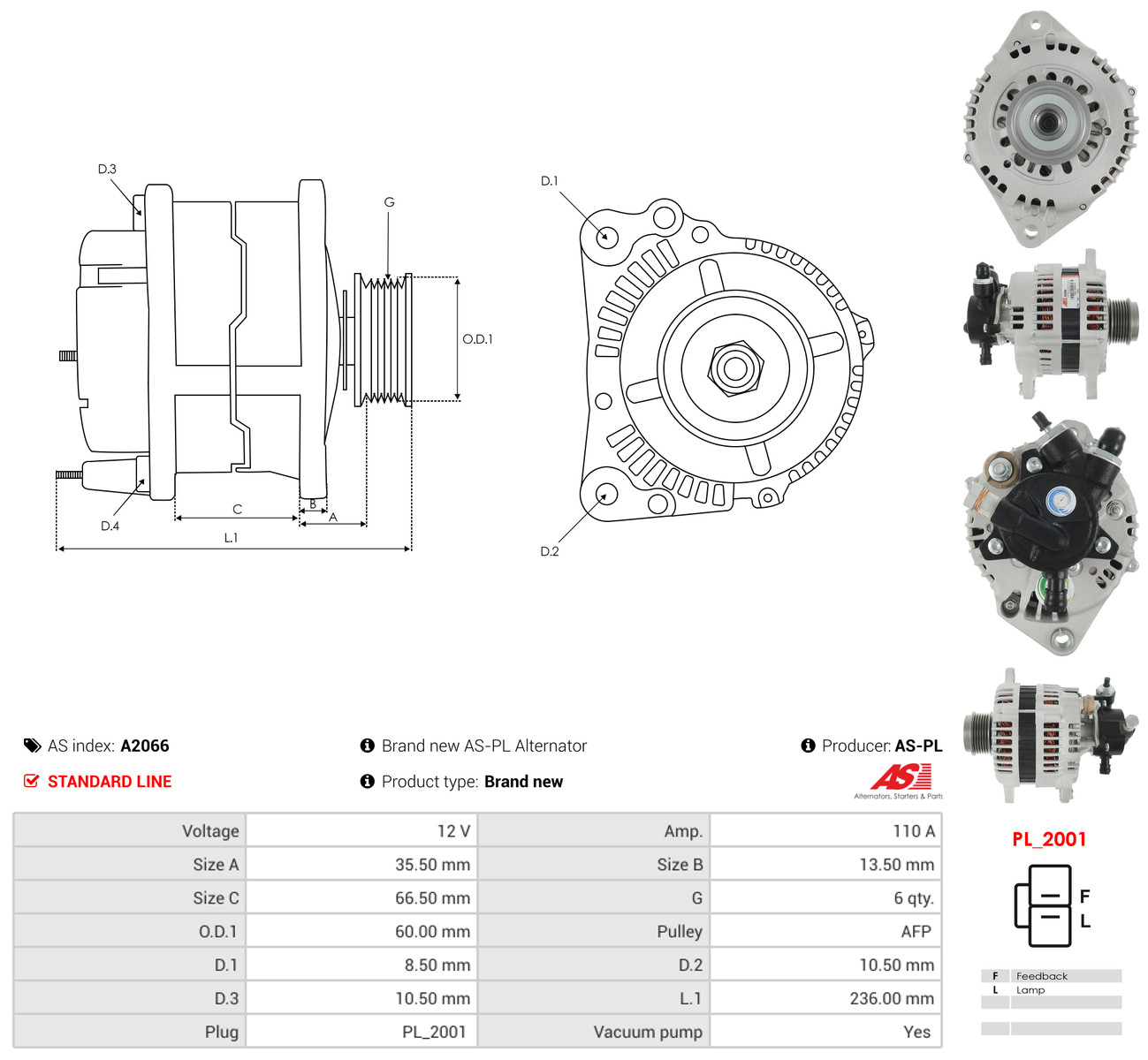 AS-PL Generator a2066 for OPEL ISUZU
