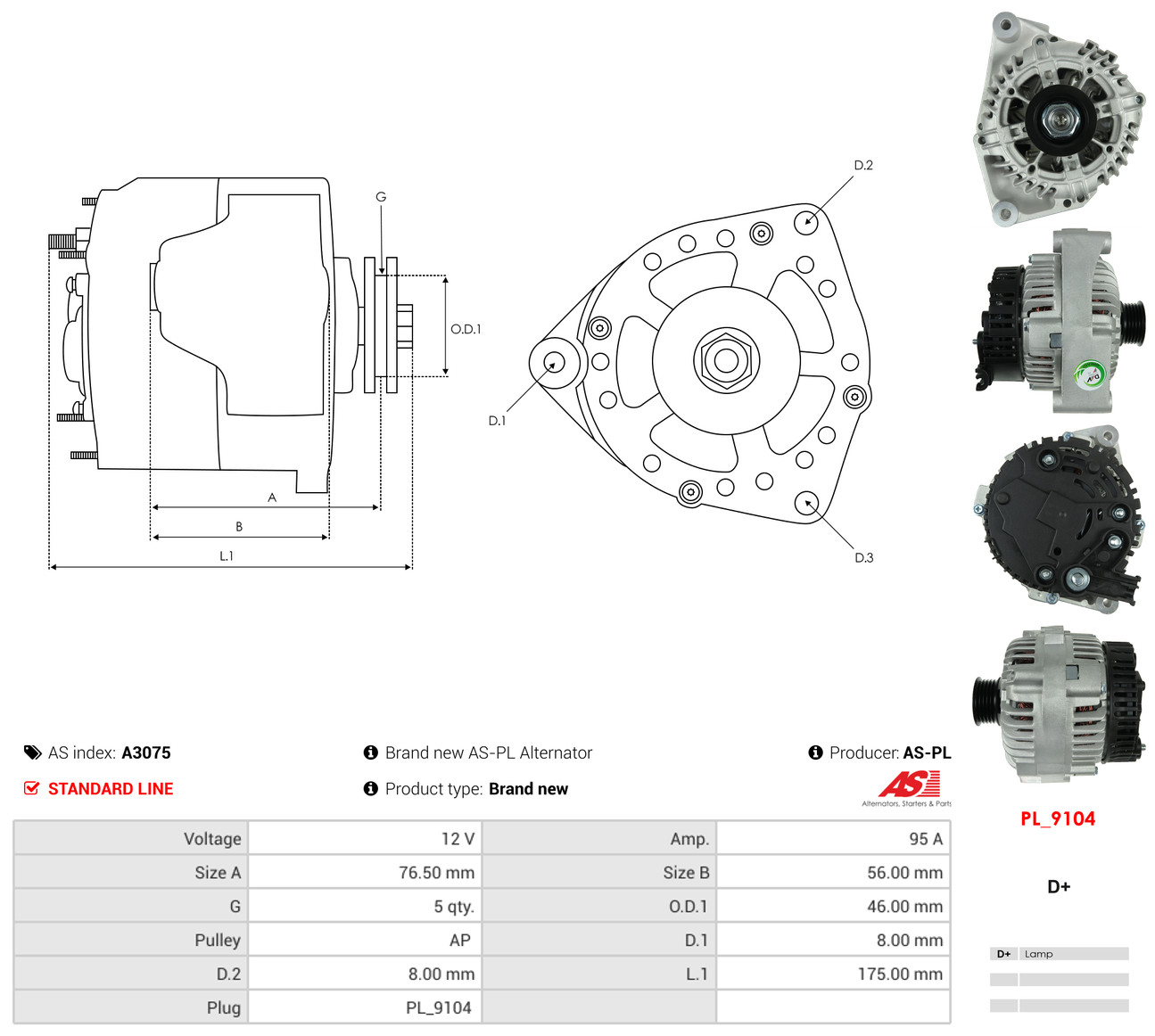 AS-PL Generator a3075 for BMW