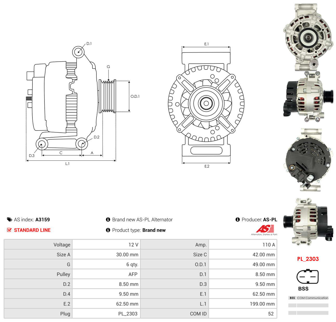 AS-PL Generator a3159 for BMW