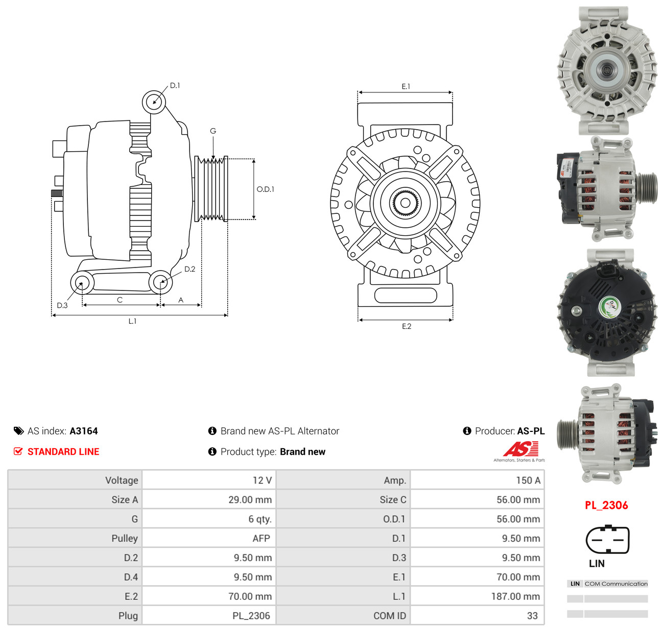 AS-PL Generator a3164 for VW