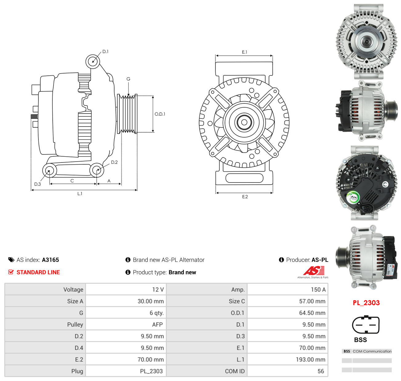 AS-PL Generator a3165 for VW