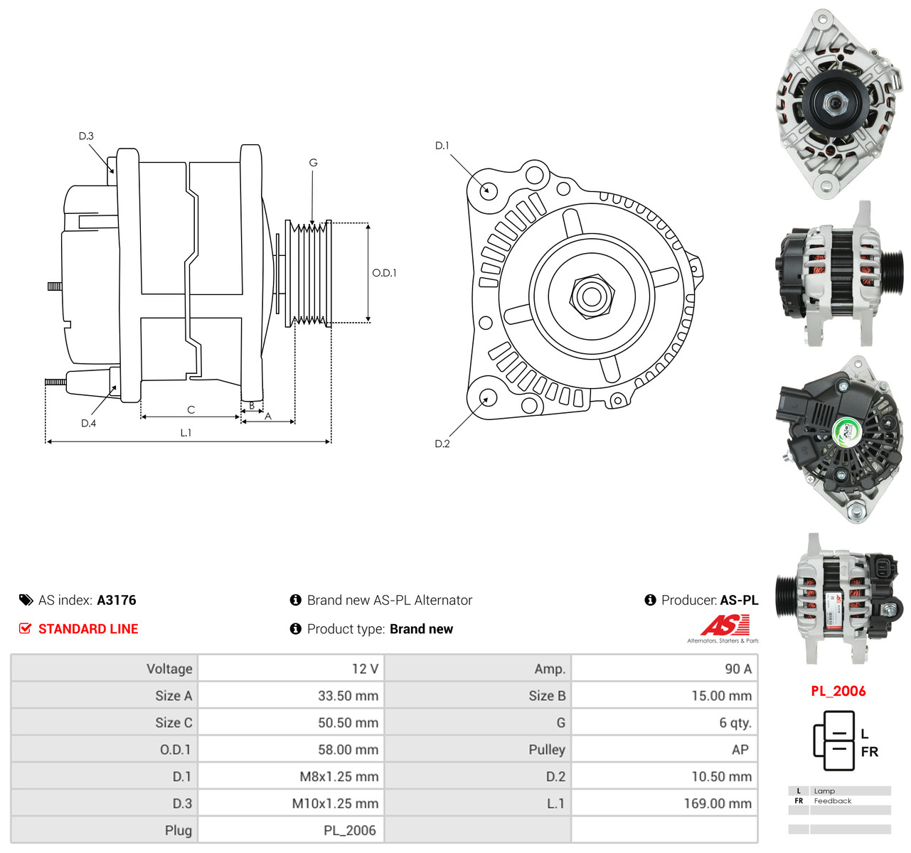 AS-PL Generator a3176 for HYUNDAI