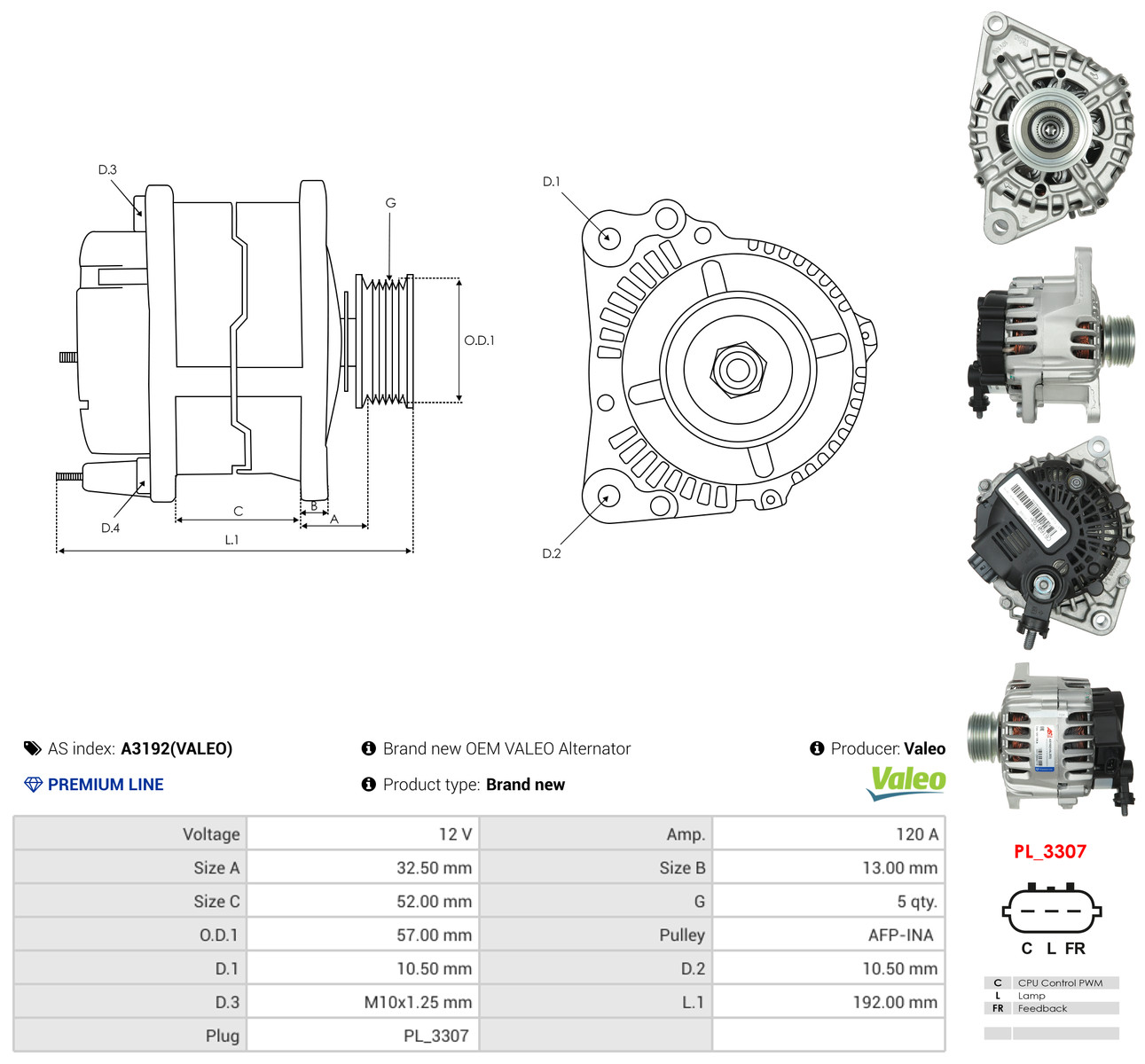 AS-PL Generator a3192valeo for HYUNDAI