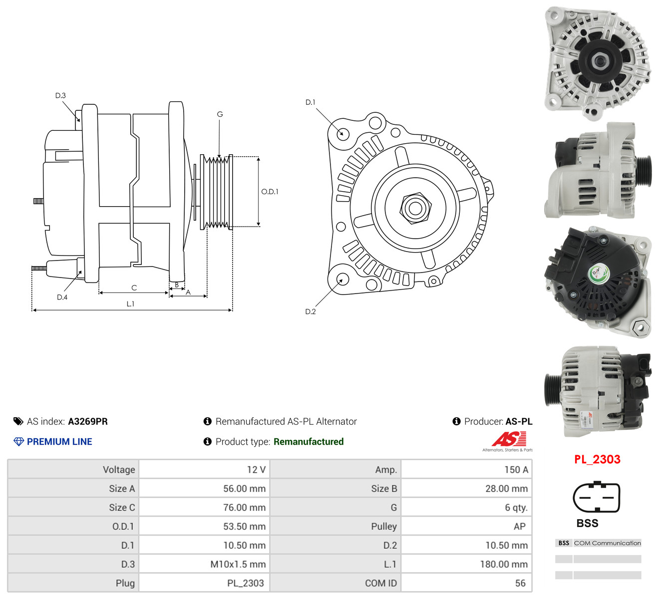 AS-PL Generator a3269pr for BMW