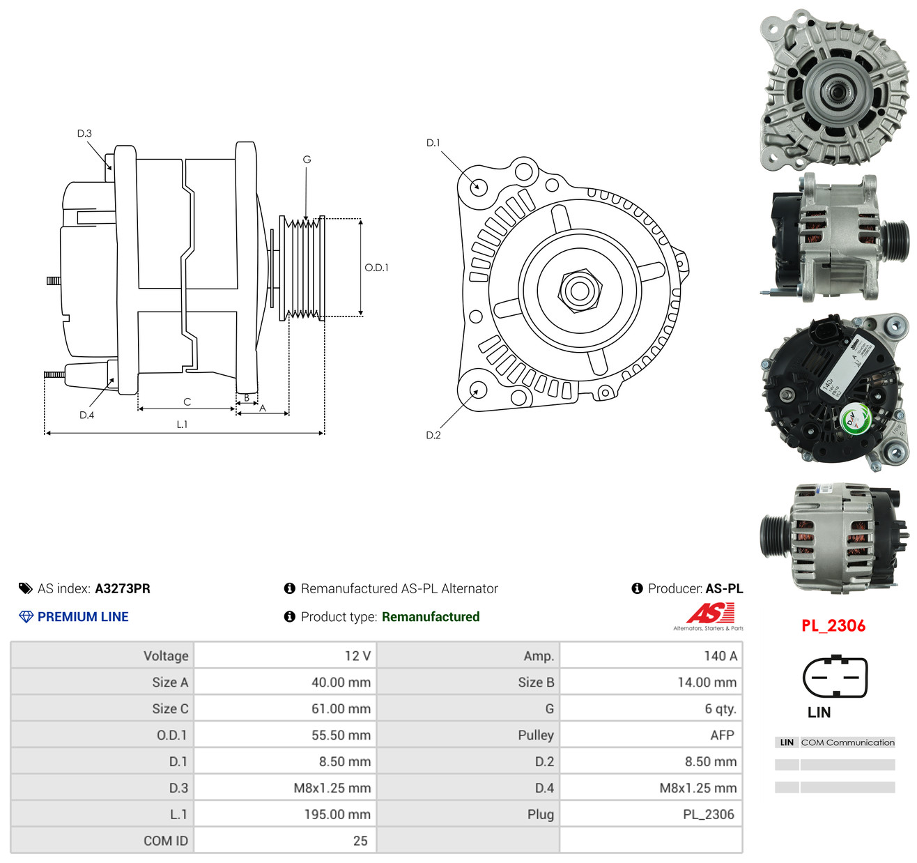 AS-PL Generator a3273pr for VW