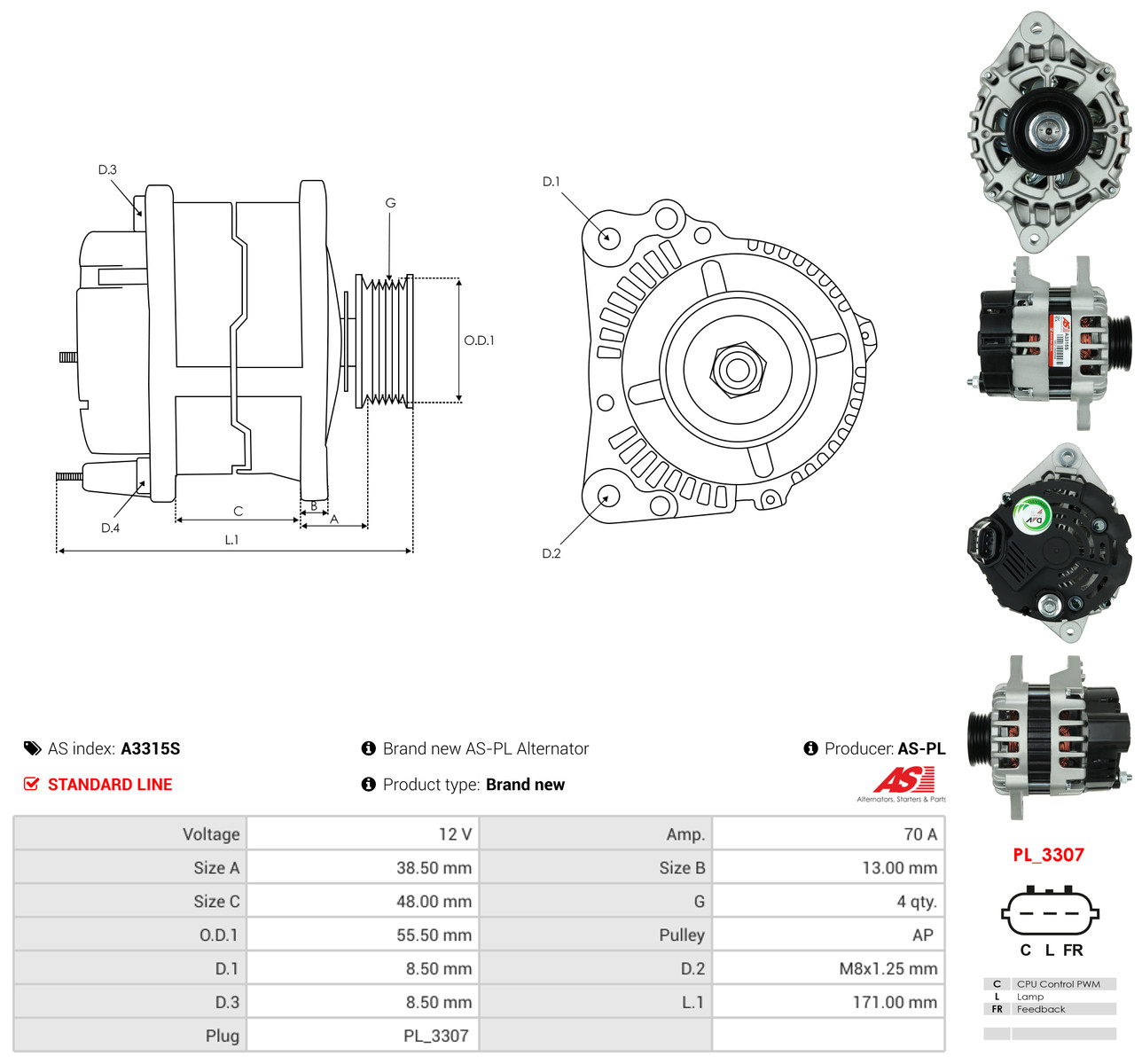AS-PL Generator a3315s for HYUNDAI