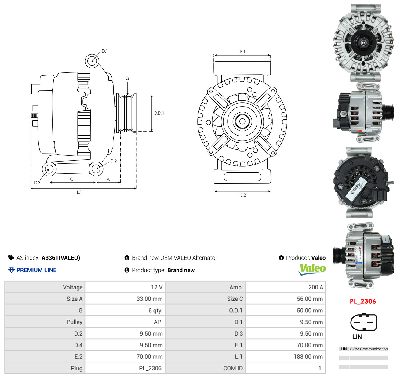 AS-PL Generator a3361valeo for MERCEDES-BENZ