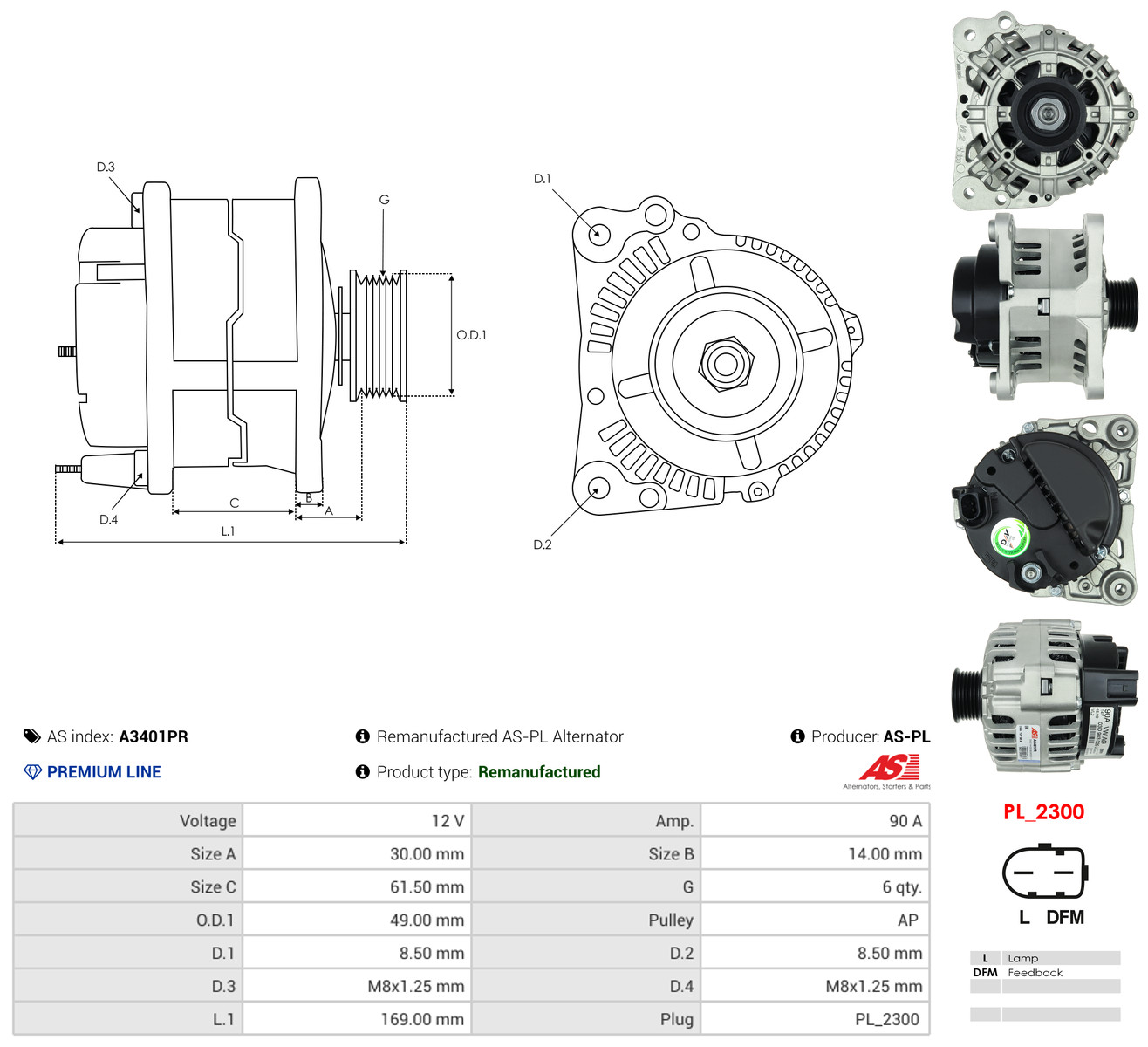 AS-PL Generator a3401pr for VW