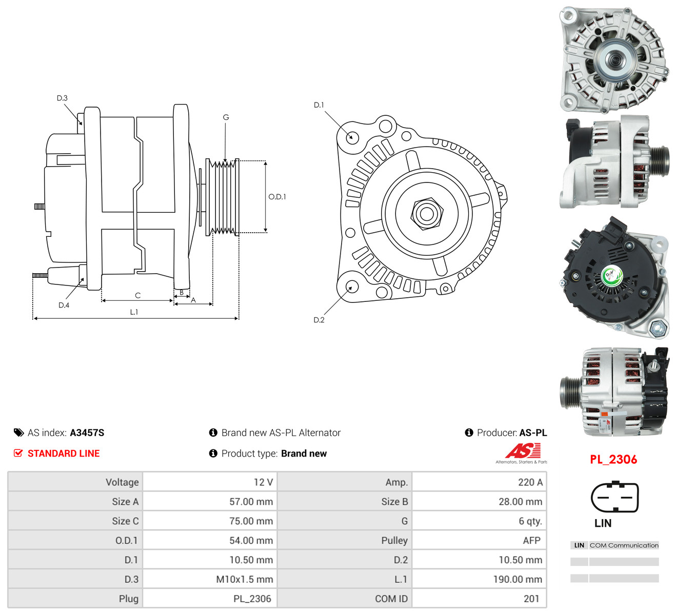 AS-PL Generator a3457s for BMW