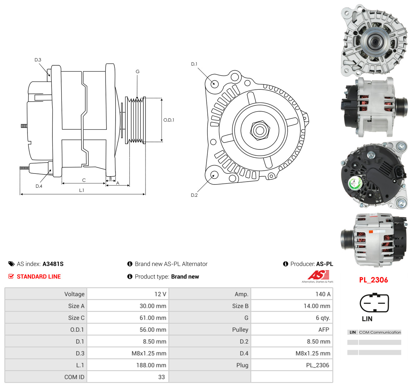 AS-PL Generator a3481s for VW