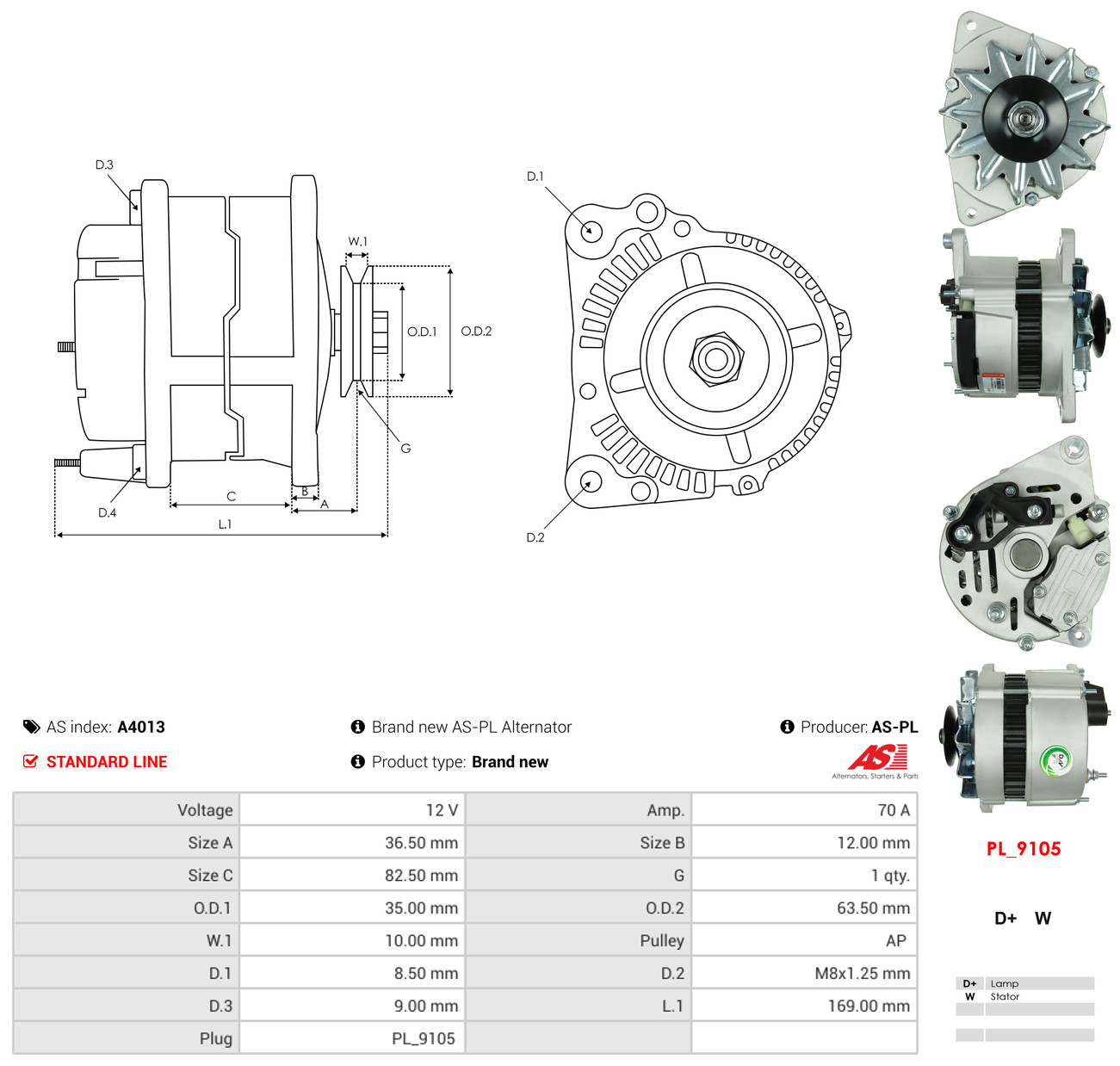 AS-PL Generator a4013 for FORD FIAT ROVER