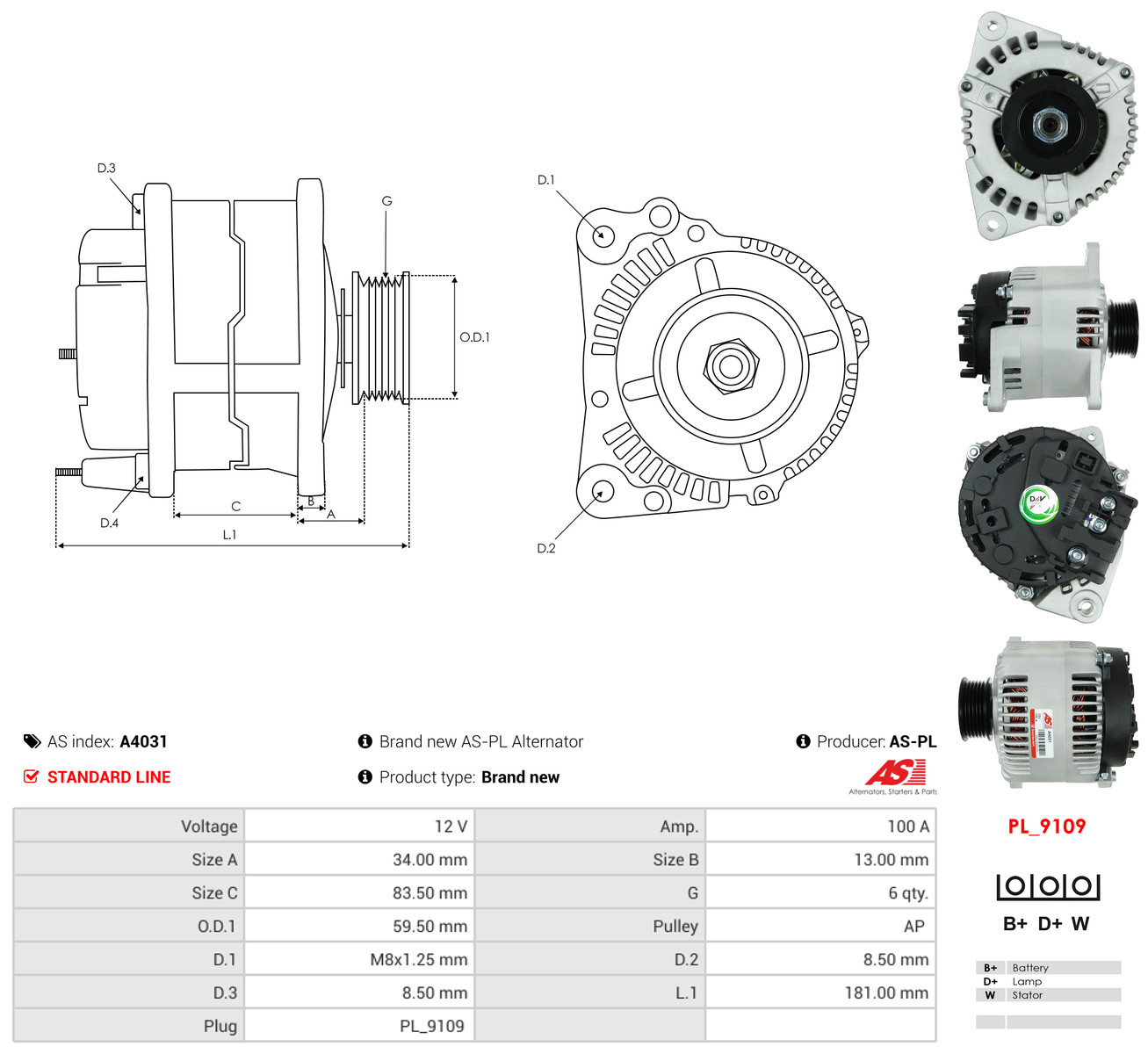AS-PL Generator a4031 for FORD