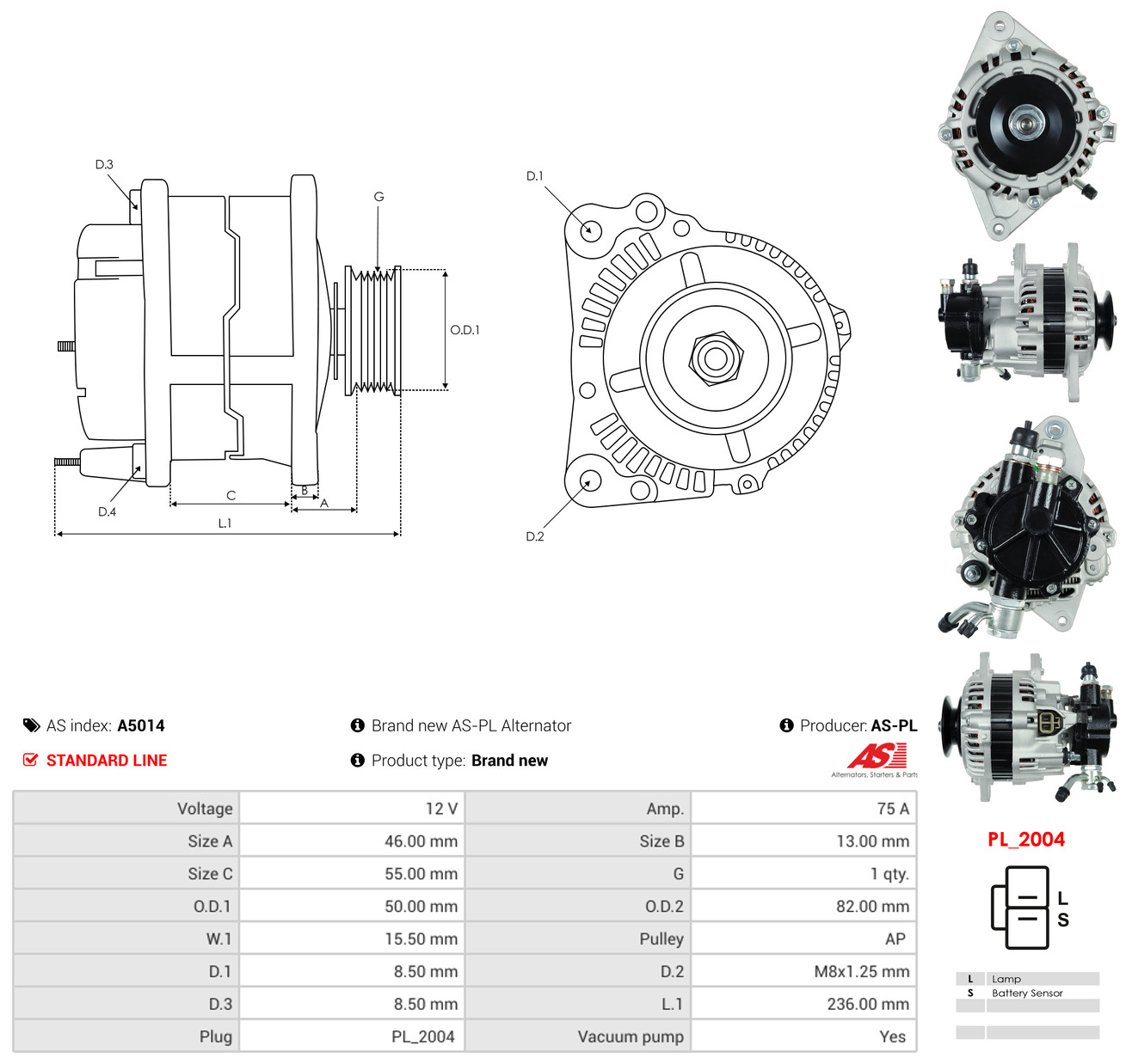 AS-PL Generator a5014 for MITSUBISHI