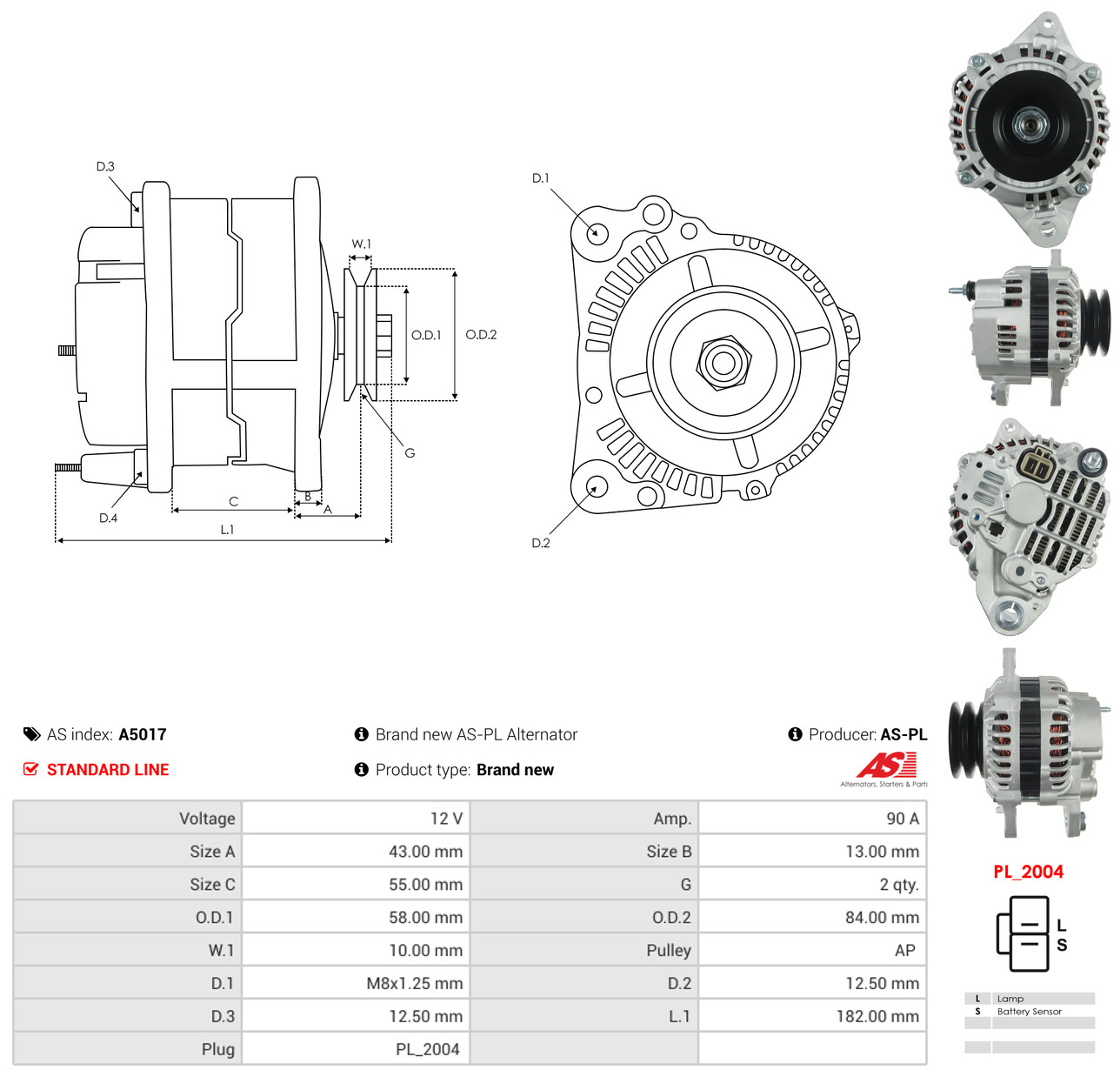 AS-PL Generator a5017 for MITSUBISHI