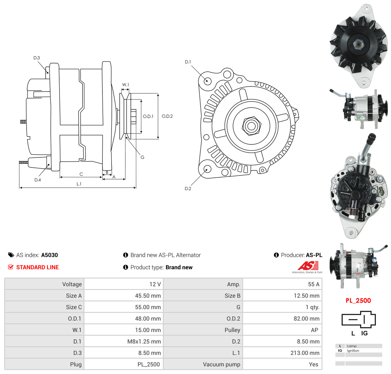 AS-PL Generator a5030 for HYUNDAI DAF MAZDA MITSUBISHI