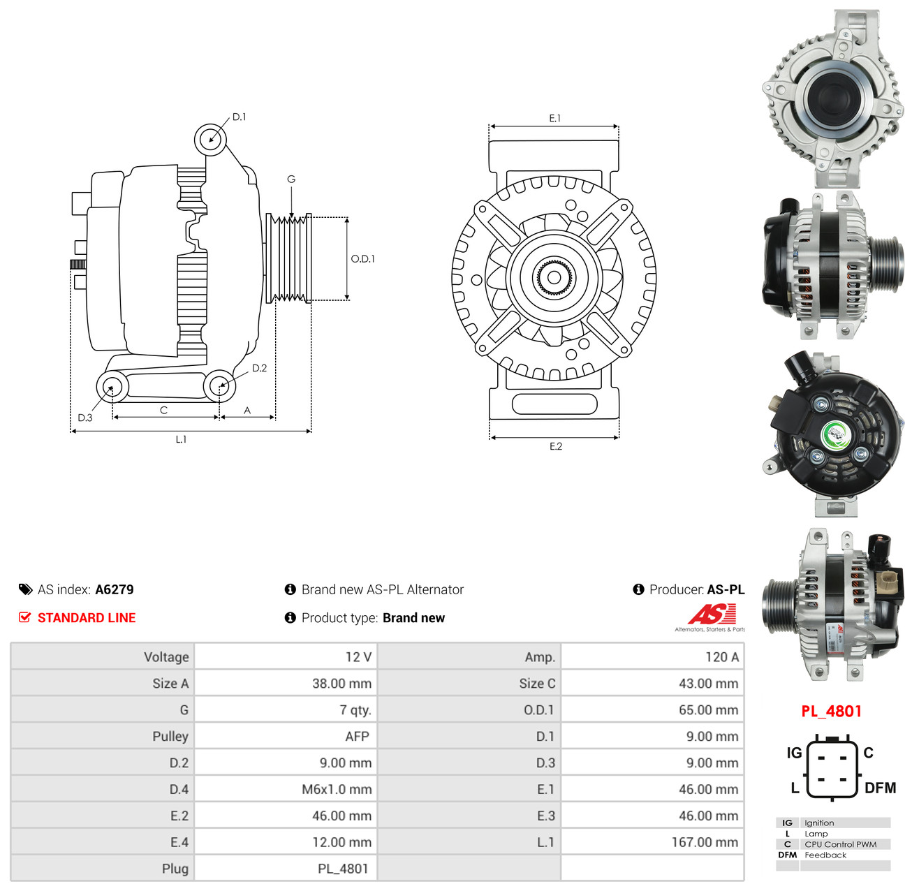 AS-PL Generator a6279 for HONDA
