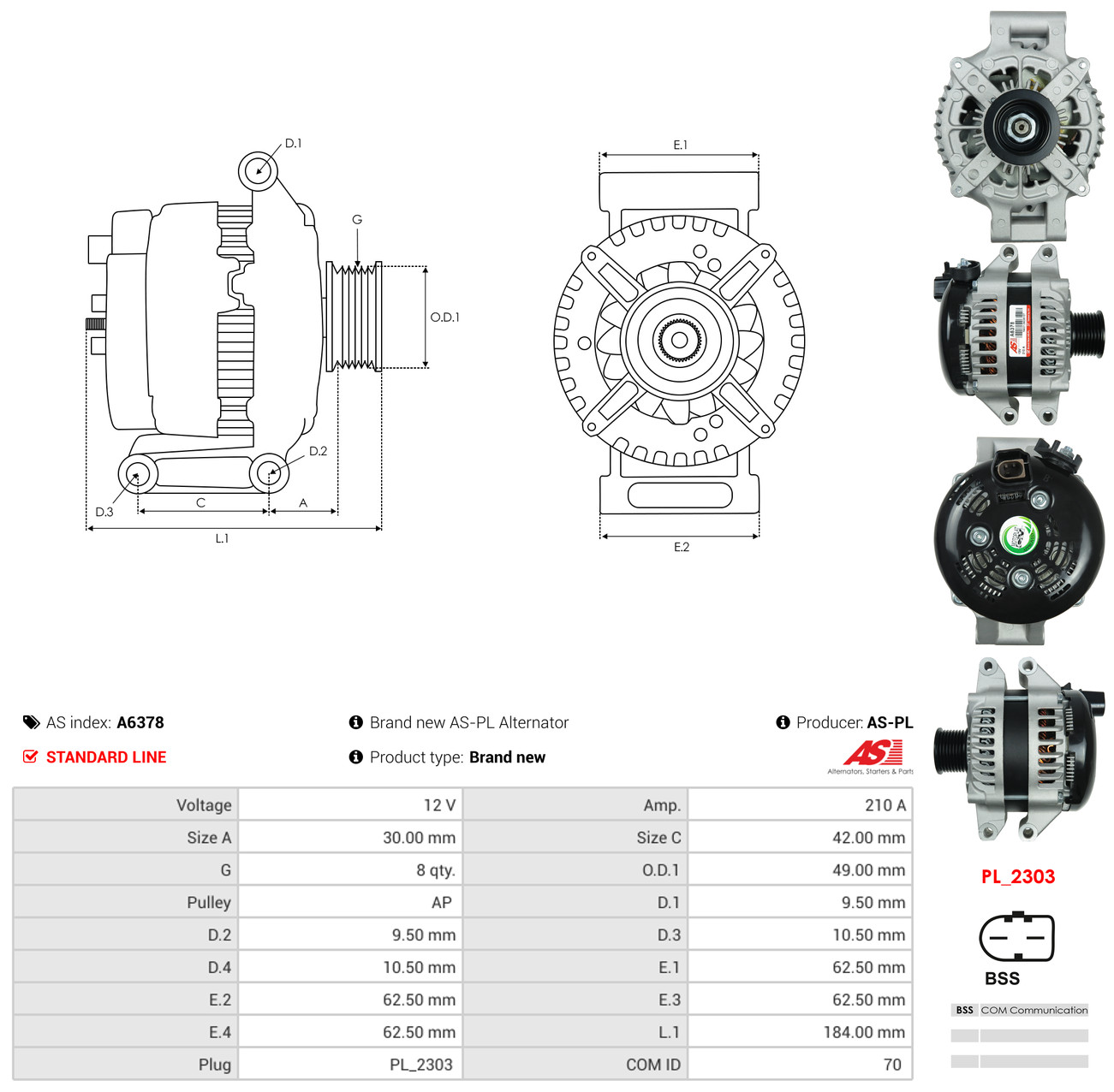 AS-PL Generator a6378 for BMW