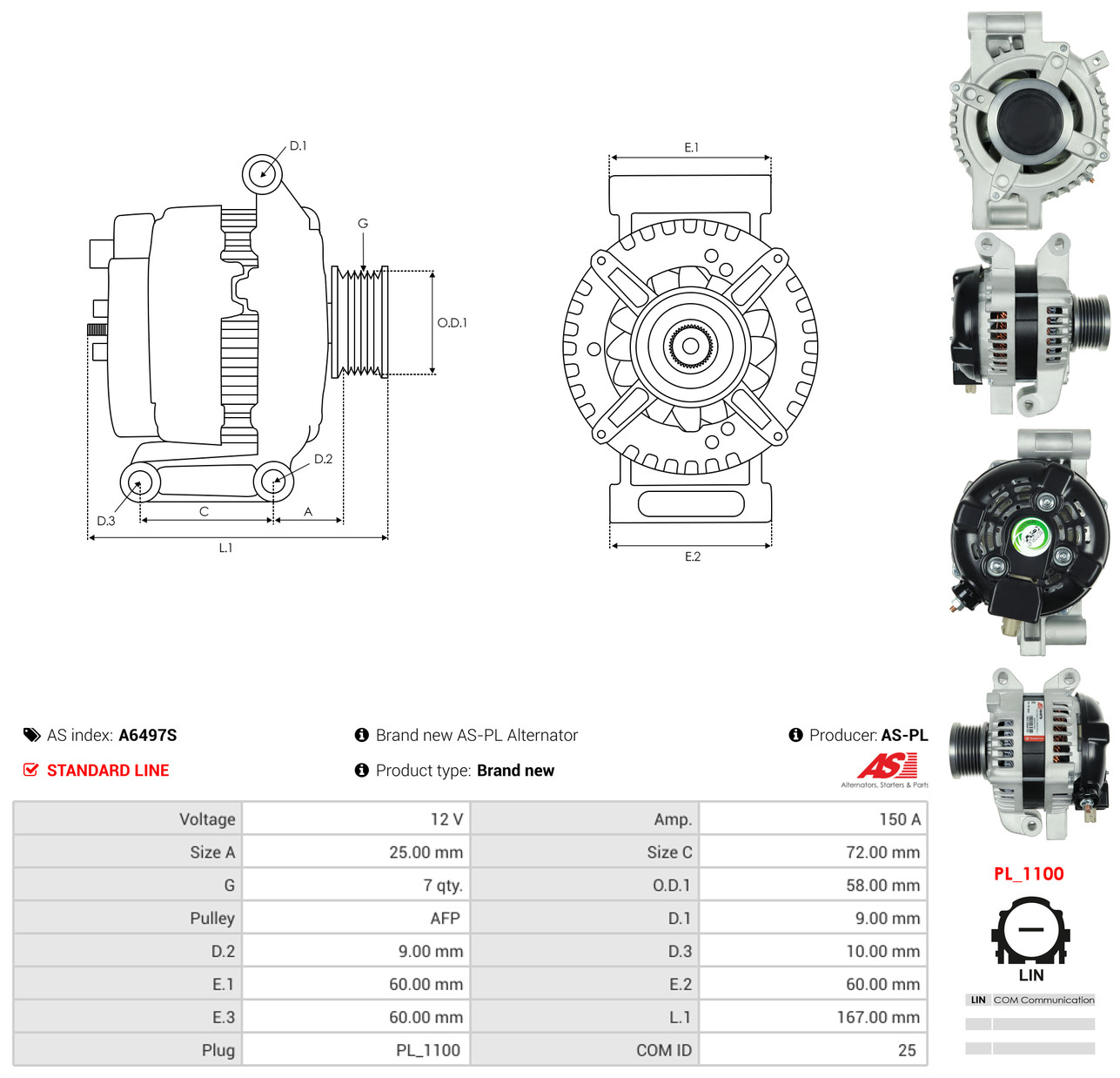 AS-PL Generator a6497s for TOYOTA