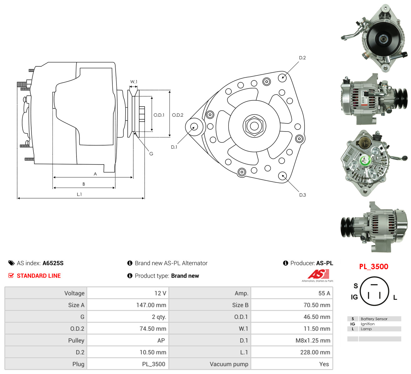 AS-PL Generator a6525s for TOYOTA